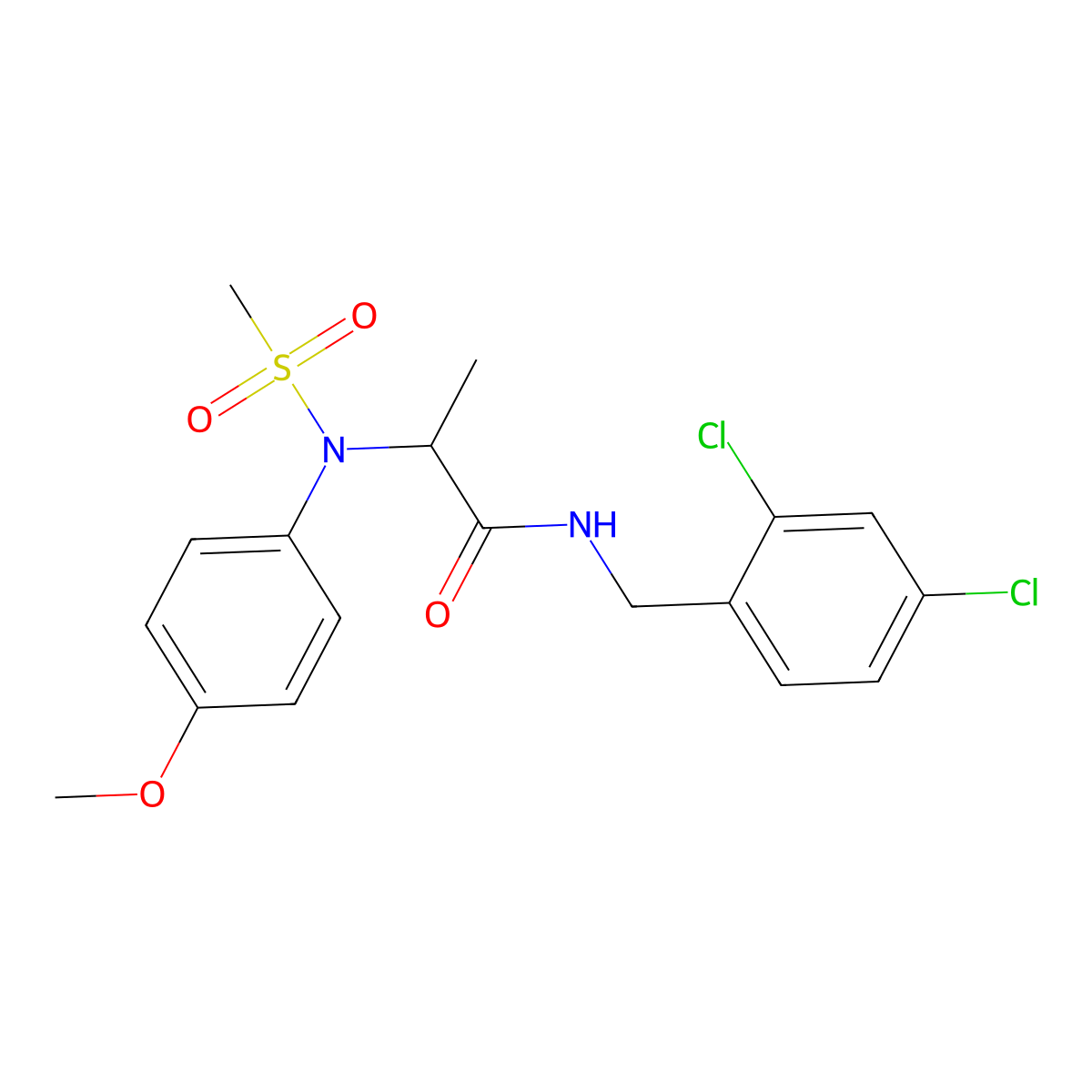N-[(2,4-dichlorophenyl)methyl]-2-(4-methoxy-N-methylsulfonylanilino)propanamide molecular structure, CAS 473704-44-8