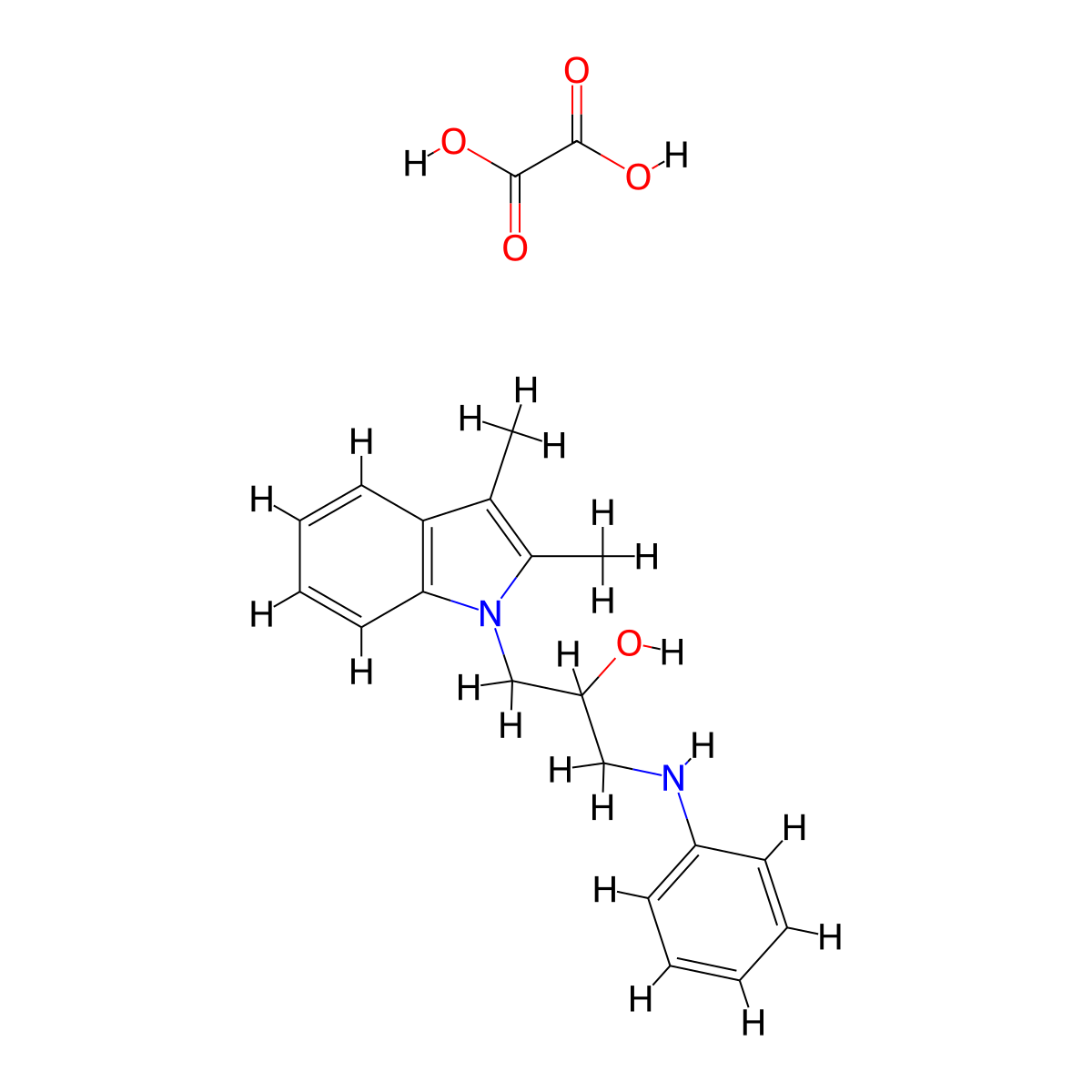 1-(2,3-dimethyl-1H-indol-1-yl)-3-(phenylamino)propan-2-ol oxalate molecular structure, CAS 473704-64-2