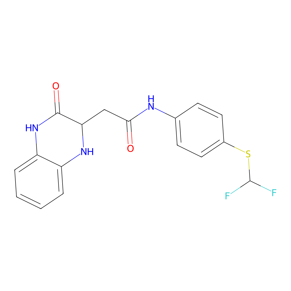 N-[4-(difluoromethylsulfanyl)phenyl]-2-(3-oxo-2,4-dihydro-1H-quinoxalin-2-yl)acetamide molecular structure, CAS 473704-98-2