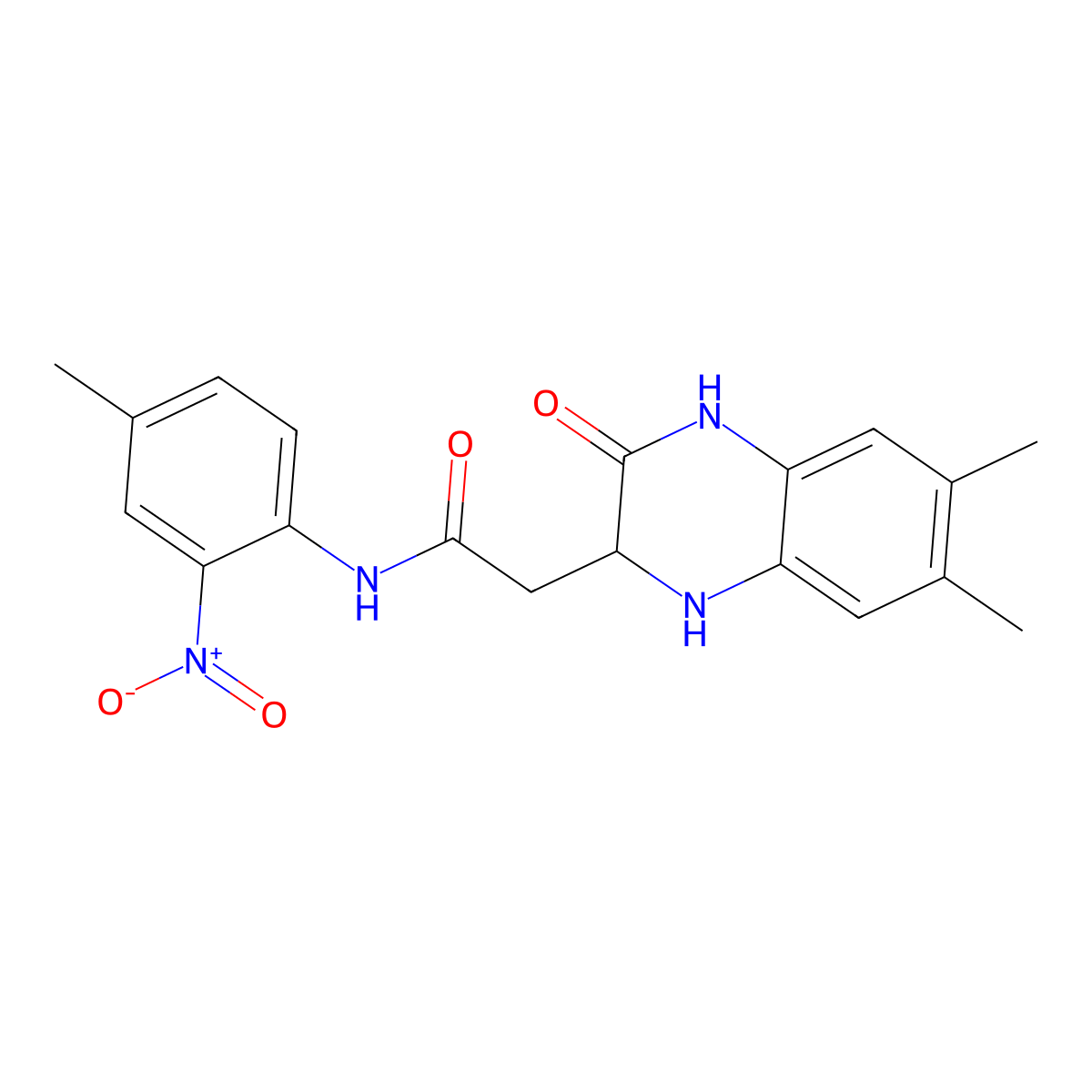 2-(6,7-dimethyl-3-oxo-1,2,3,4-tetrahydroquinoxalin-2-yl)-N-(4-methyl-2-nitrophenyl)acetamide molecular structure, CAS 473705-01-0