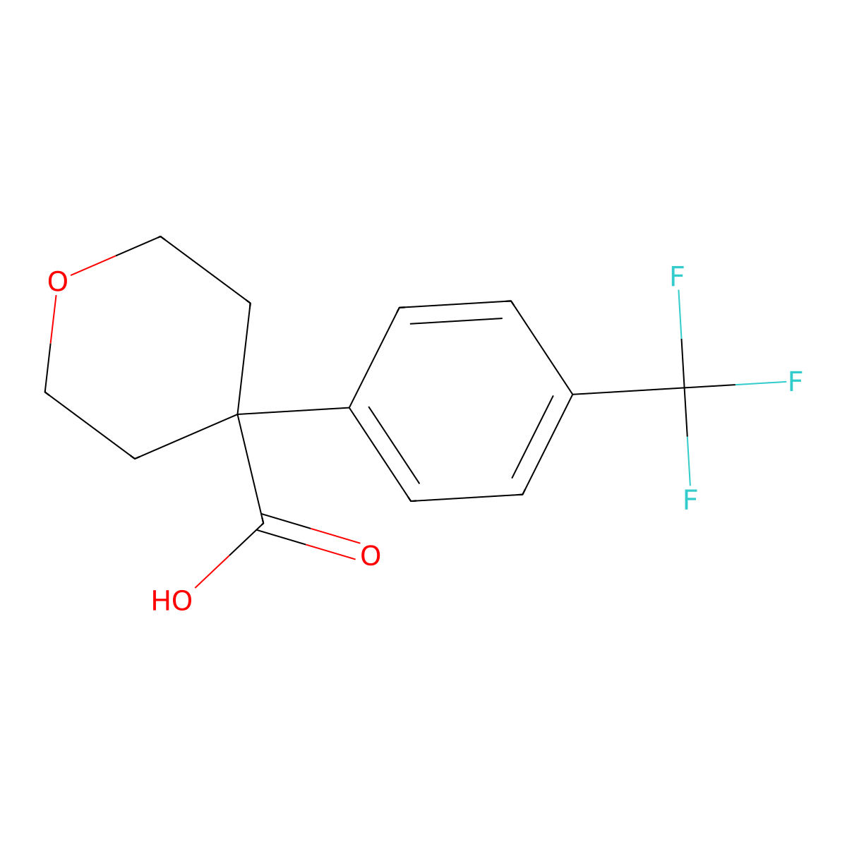 Tetrahydro-4-[4-(trifluoromethyl)phenyl]-2H-pyran-4-carboxylic acid molecular structure, CAS 473706-07-9