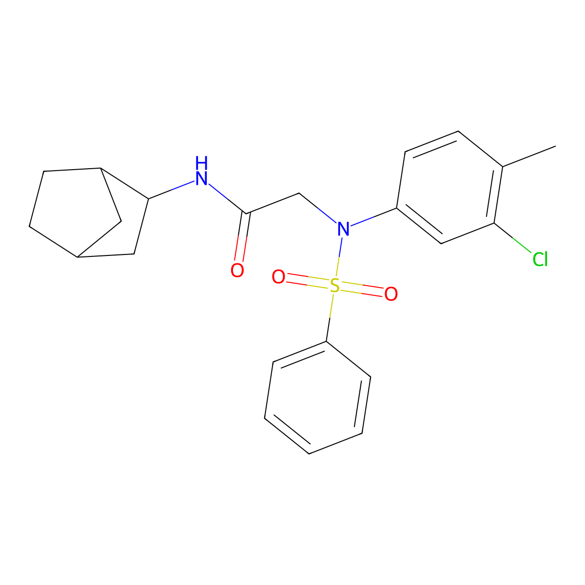 N-bicyclo[2.2.1]hept-2-yl-2-[3-chloro-4-methyl(phenylsulfonyl)anilino]acetamide molecular structure, CAS 473708-29-1