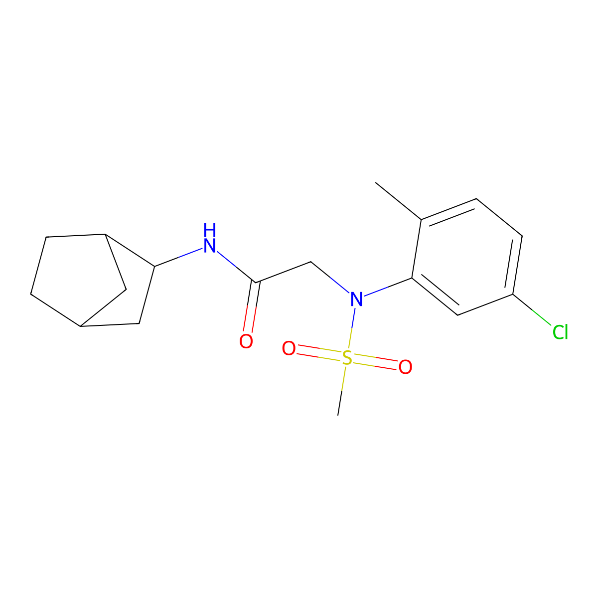 N-(3-bicyclo[2.2.1]heptanyl)-2-(5-chloro-2-methyl-N-methylsulfonylanilino)acetamide molecular structure, CAS 473708-60-0