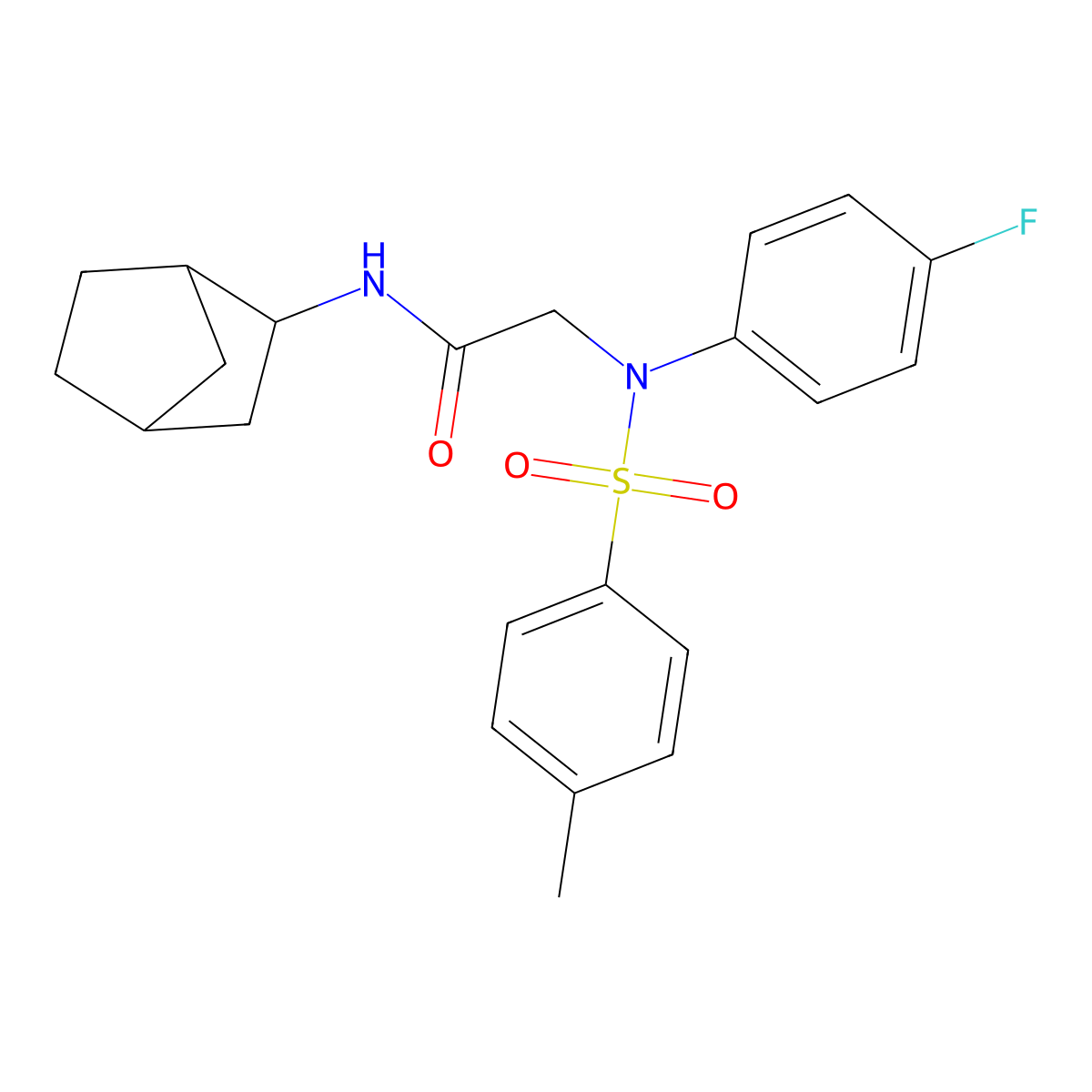 N-bicyclo[2.2.1]hept-2-yl-2-{4-fluoro[(4-methylphenyl)sulfonyl]anilino}acetamide molecular structure, CAS 473708-75-7