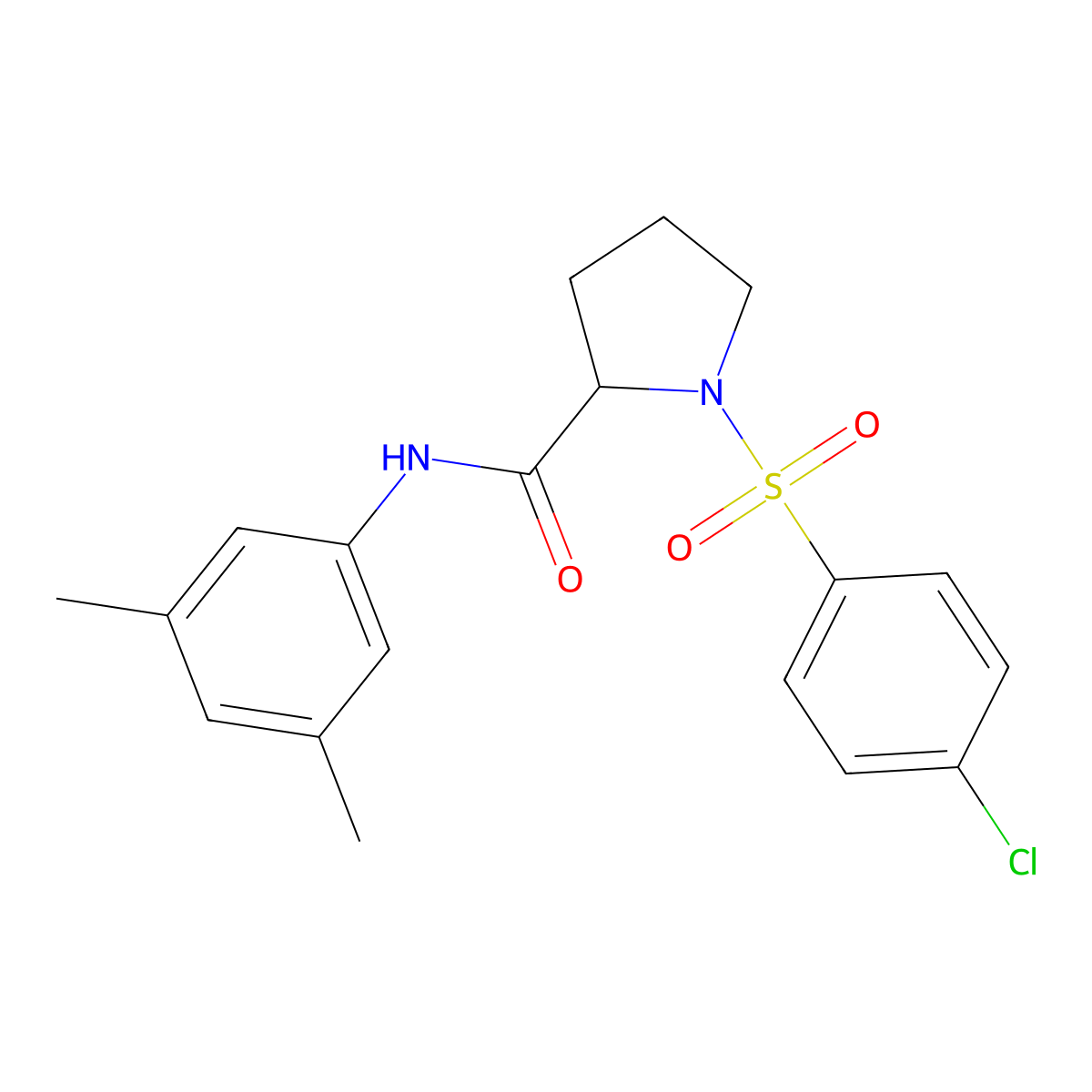 1-(4-chlorophenyl)sulfonyl-N-(3,5-dimethylphenyl)pyrrolidine-2-carboxamide molecular structure, CAS 473708-85-9
