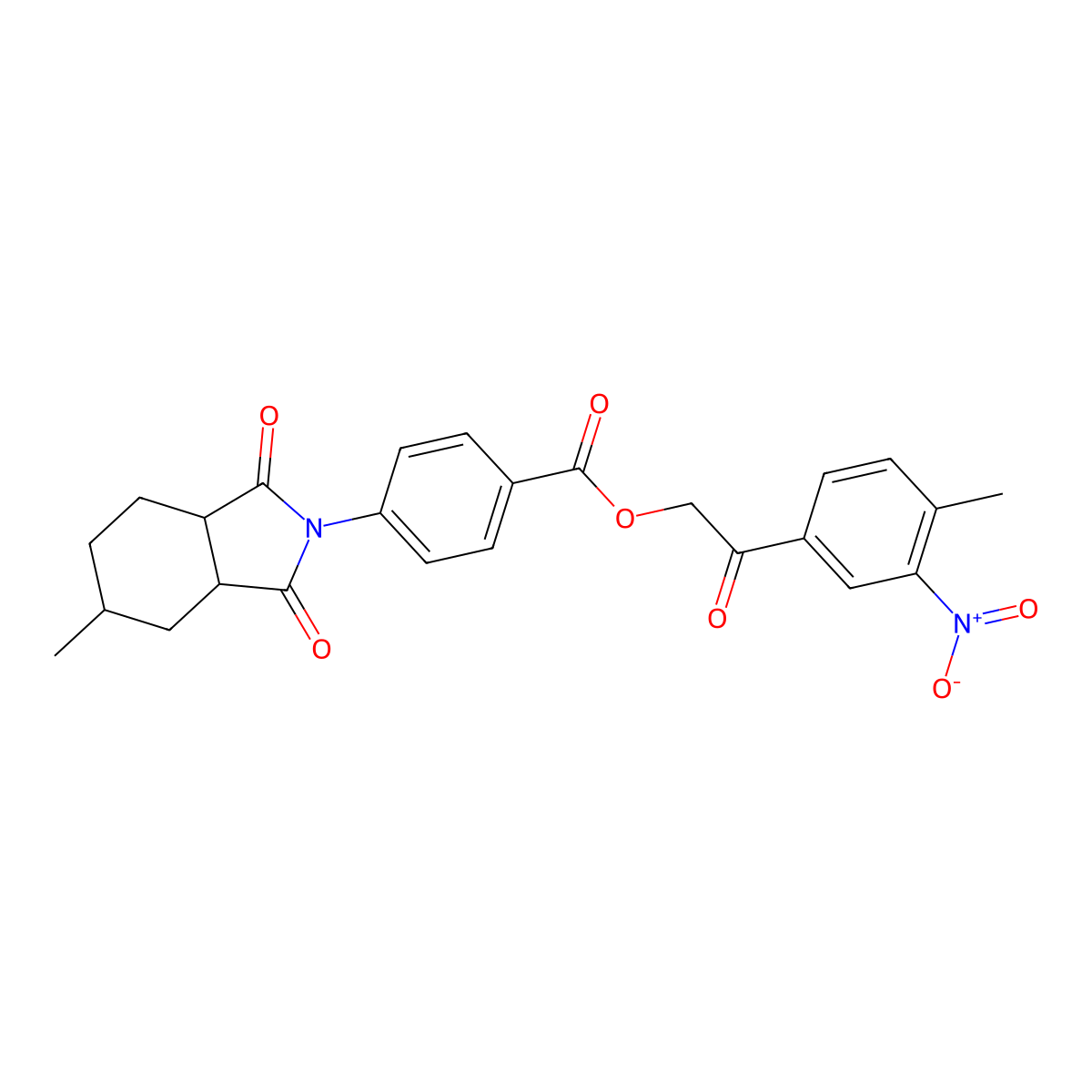 2-(4-methyl-3-nitrophenyl)-2-oxoethyl 4-(5-methyl-1,3-dioxooctahydro-2H-isoindol-2-yl)benzoate molecular structure, CAS 473709-32-9