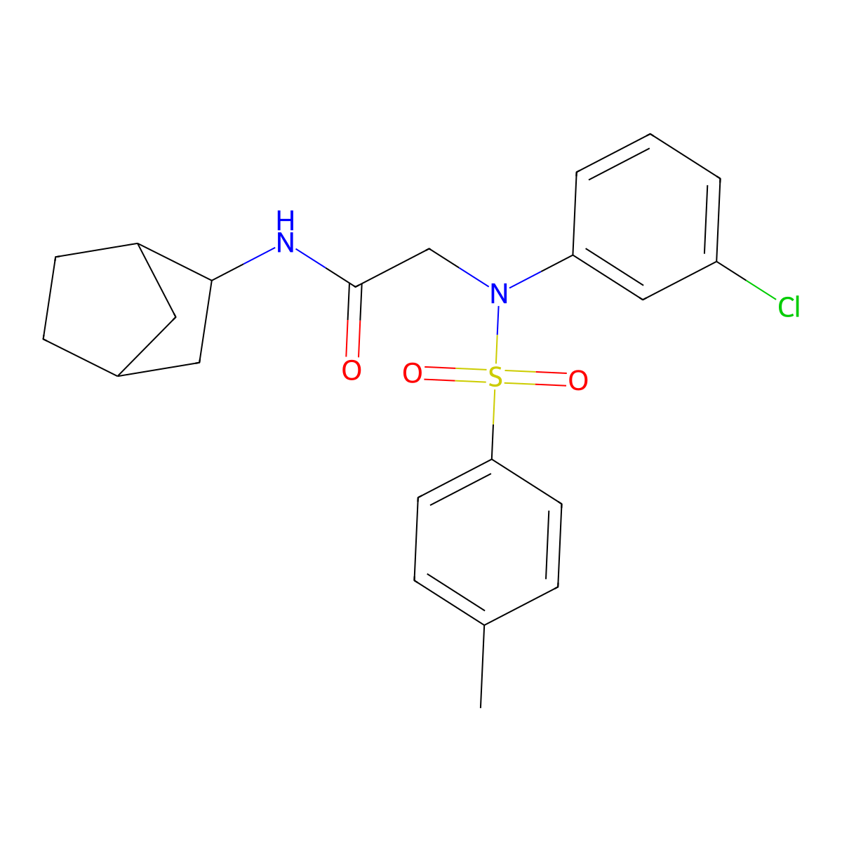 N-bicyclo[2.2.1]hept-2-yl-2-{3-chloro[(4-methylphenyl)sulfonyl]anilino}acetamide molecular structure, CAS 473709-65-8