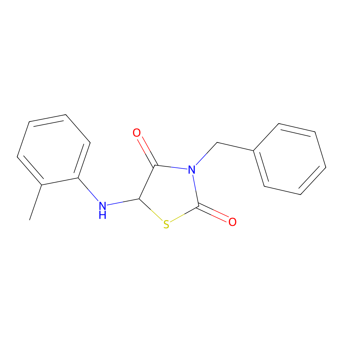 3-Benzyl-5-[(2-methylphenyl)amino]-1,3-thiazolidine-2,4-dione molecular structure, CAS 473711-60-3