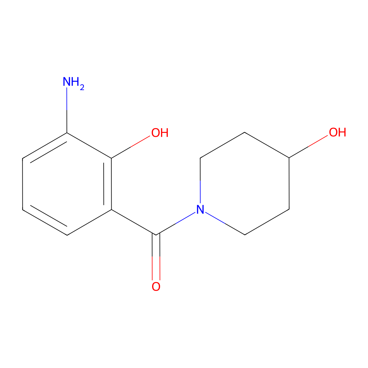 (3-Amino-2-hydroxyphenyl)(4-hydroxypiperidin-1-yl)methanone molecular structure, CAS 473731-25-8