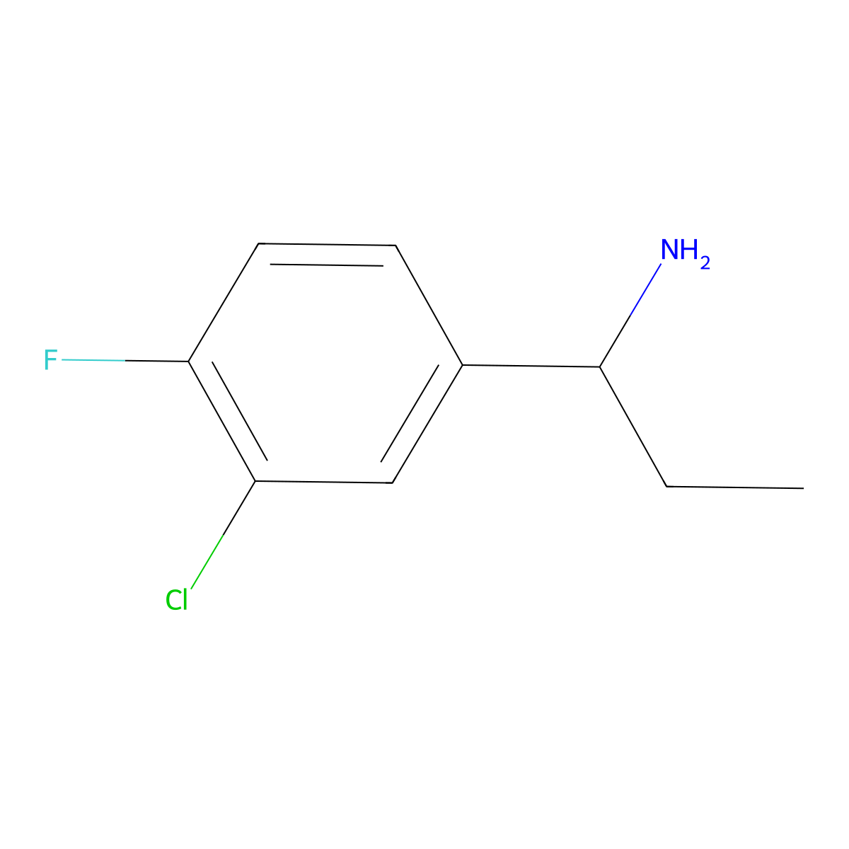 1-(3-Chloro-4-fluorophenyl)propan-1-amine molecular structure, CAS 473732-71-7