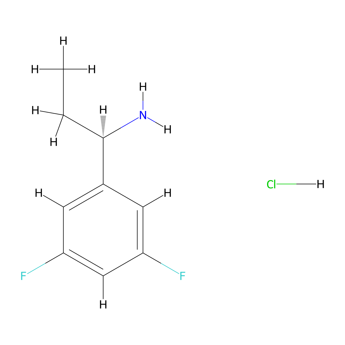 (R)-1-(3,5-Difluorophenyl)propan-1-amine hydrochloride molecular structure, CAS 473733-16-3