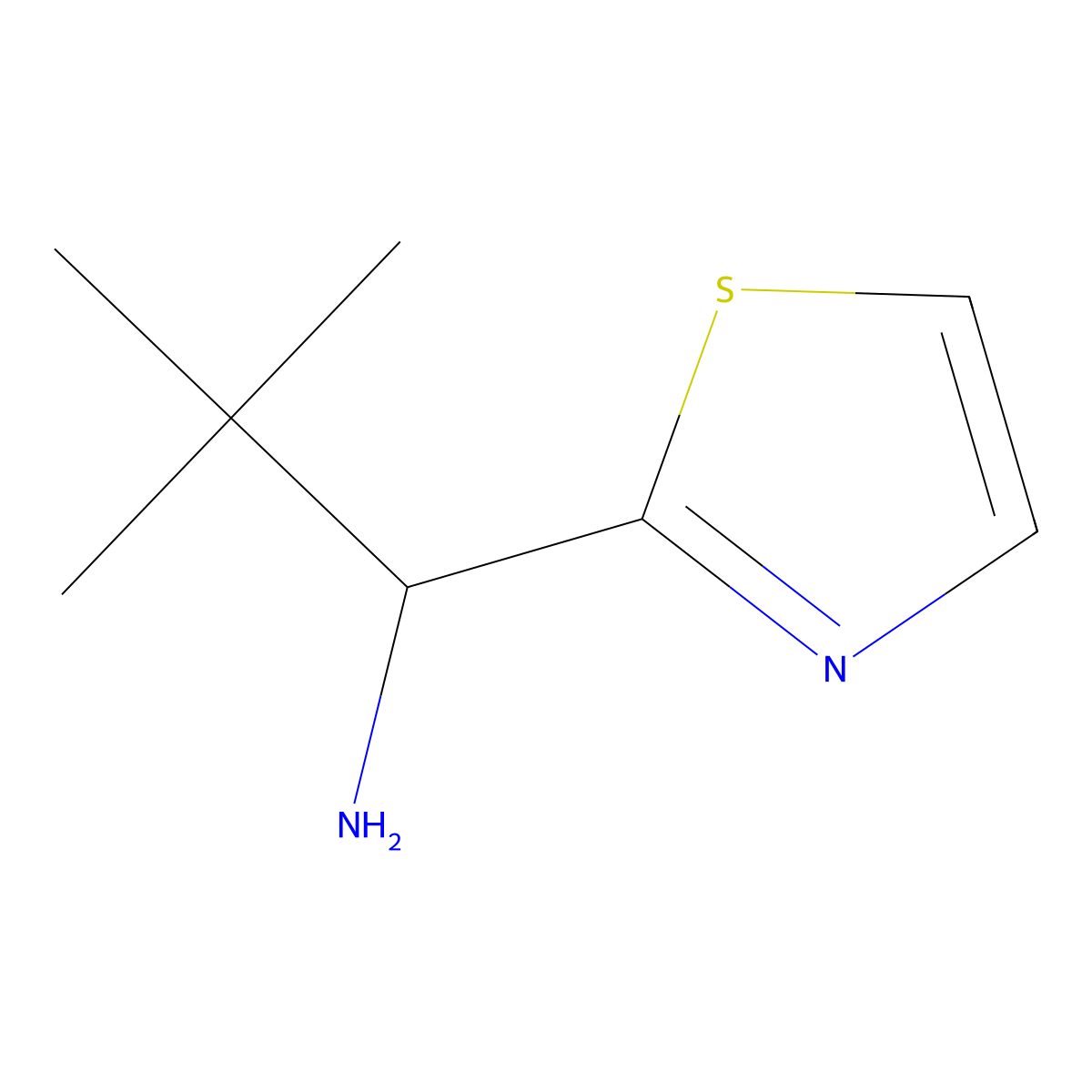 (1r)-2,2-Dimethyl-1-(1,3-thiazol-2-yl)propan-1-amine molecular structure, CAS 473733-23-2