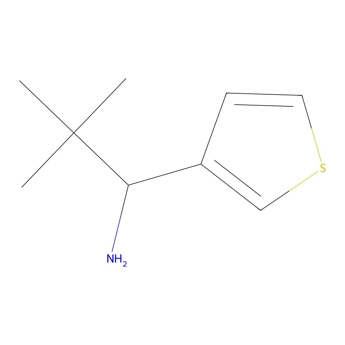 (R)-2,2-dimethyl-1-(thiophen-3-yl)propan-1-amine molecular structure, CAS 473733-29-8