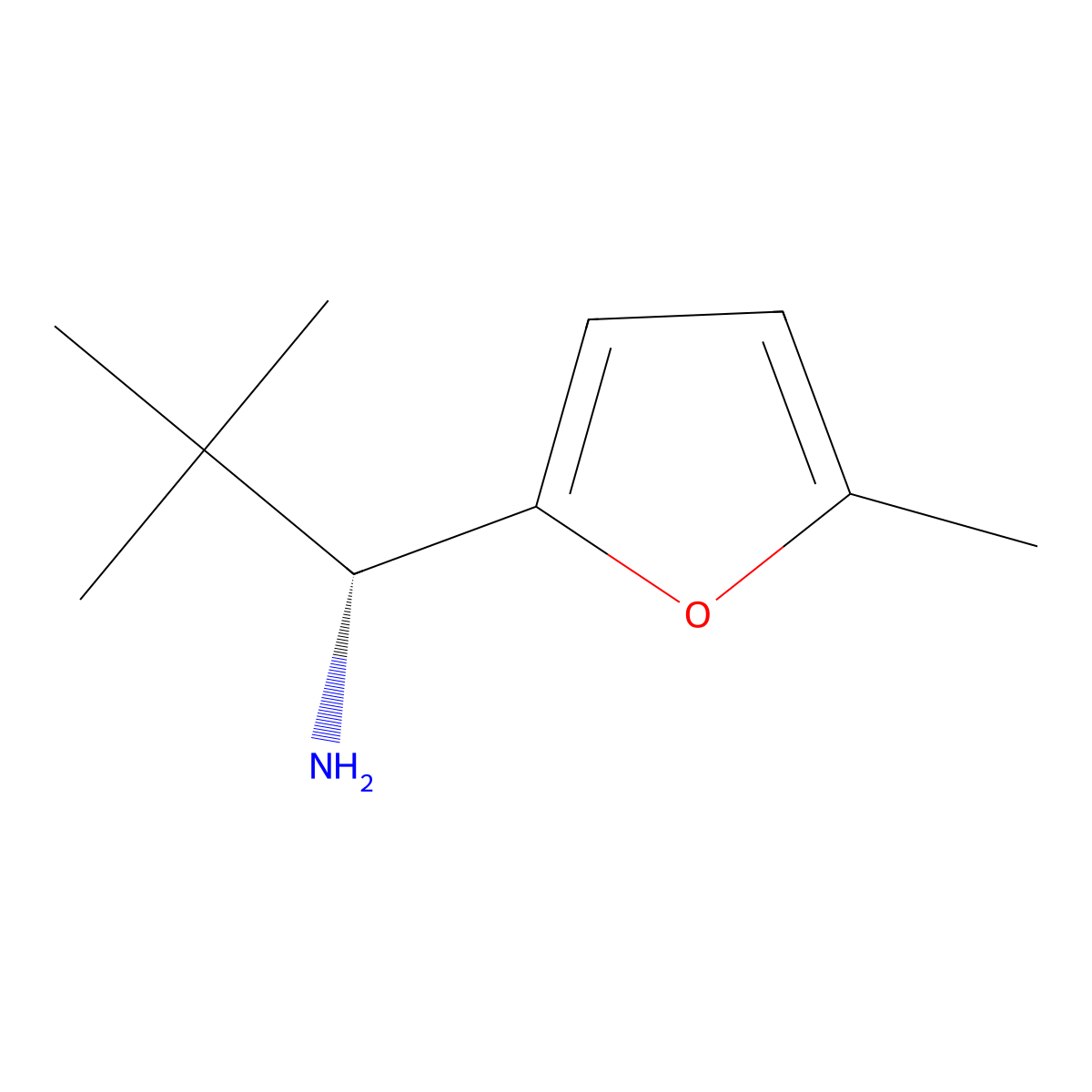 (R)-2,2-dimethyl-1-(5-methylfuran-2-yl)propan-1-amine molecular structure, CAS 473733-30-1