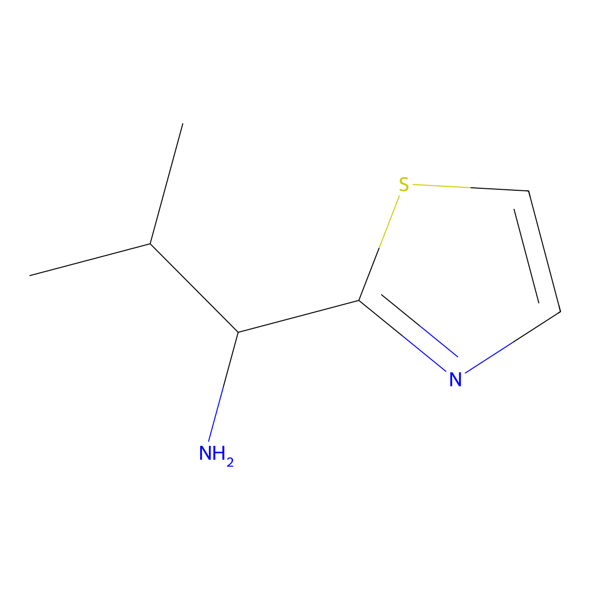 (1R)-2-methyl-1-(1,3-thiazol-2-yl)propan-1-amine molecular structure, CAS 473733-40-3