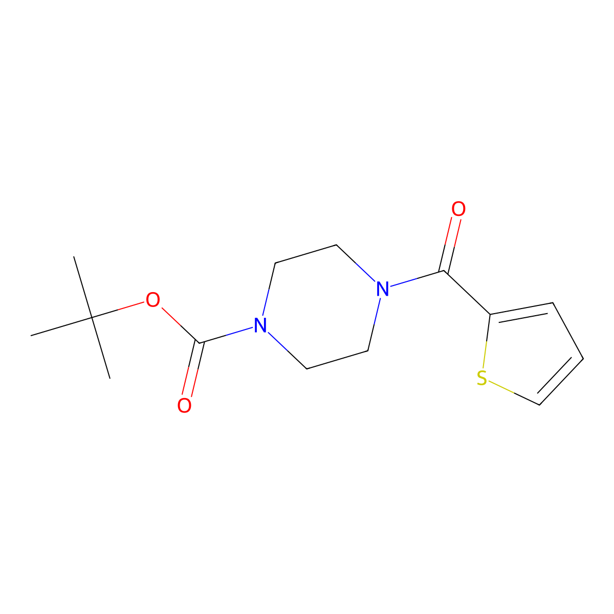 Tert-butyl 4-(thiophene-2-carbonyl)piperazine-1-carboxylate molecular structure, CAS 473733-88-9