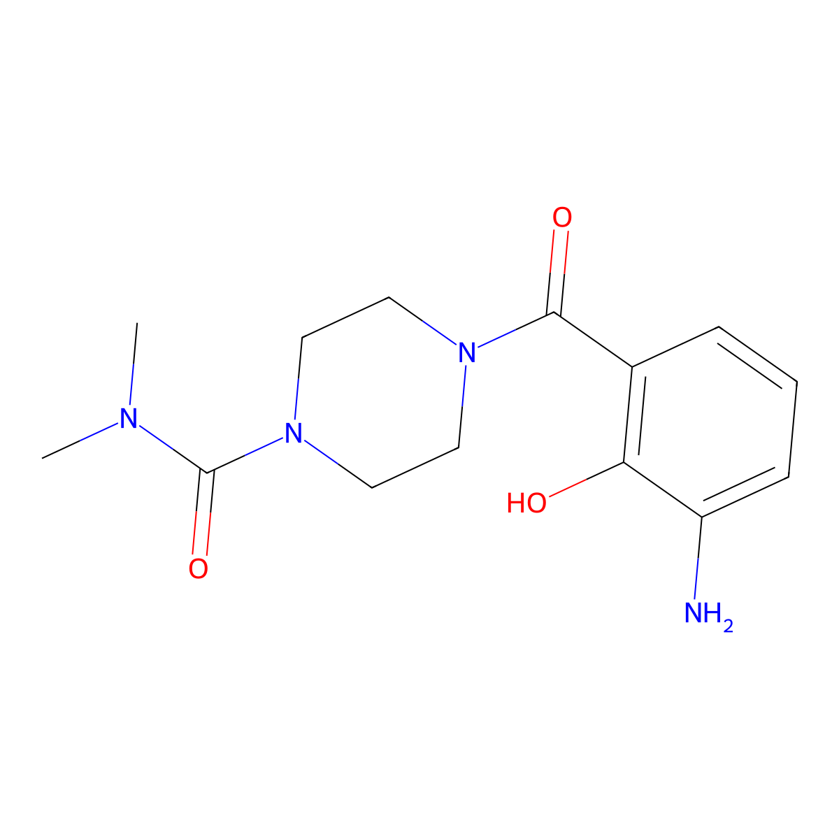 4-(3-amino-2-hydroxybenzoyl)-N,N-dimethylpiperazine-1-carboxamide molecular structure, CAS 473734-19-9