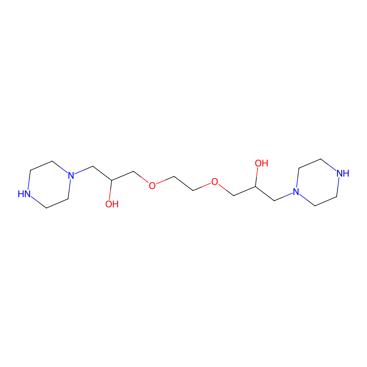 3,3'-(Ethane-1,2-diylbis(oxy))bis(1-(piperazin-1-yl)propan-2-ol) molecular structure, CAS 47375-67-7