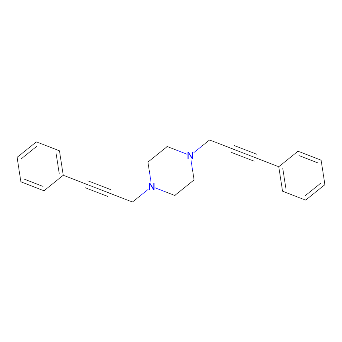 1,4-Bis(3-phenylprop-2-yn-1-yl)piperazine molecular structure, CAS 47377-38-8