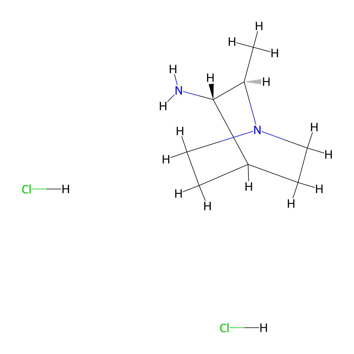 rac-(2R,3S)-2-methyl-1-azabicyclo(2.2.2)octan-3-amine dihydrochloride molecular structure, CAS 473795-25-4