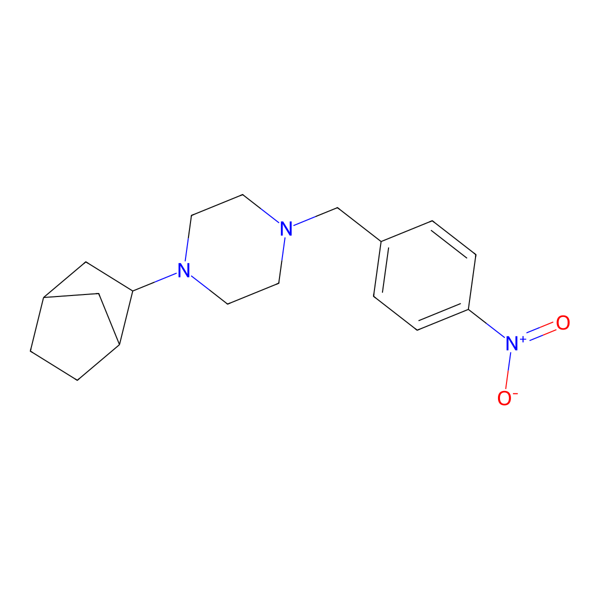 1-(3-Bicyclo[2.2.1]heptanyl)-4-[(4-nitrophenyl)methyl]piperazine molecular structure, CAS 473800-17-8