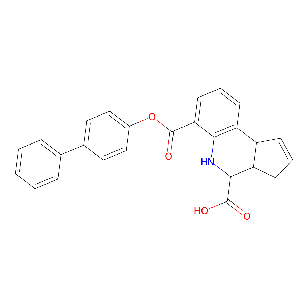 6-(4-phenylphenoxy)carbonyl-3a,4,5,9b-tetrahydro-3H-cyclopenta[c]quinoline-4-carboxylic acid molecular structure, CAS 473800-45-2