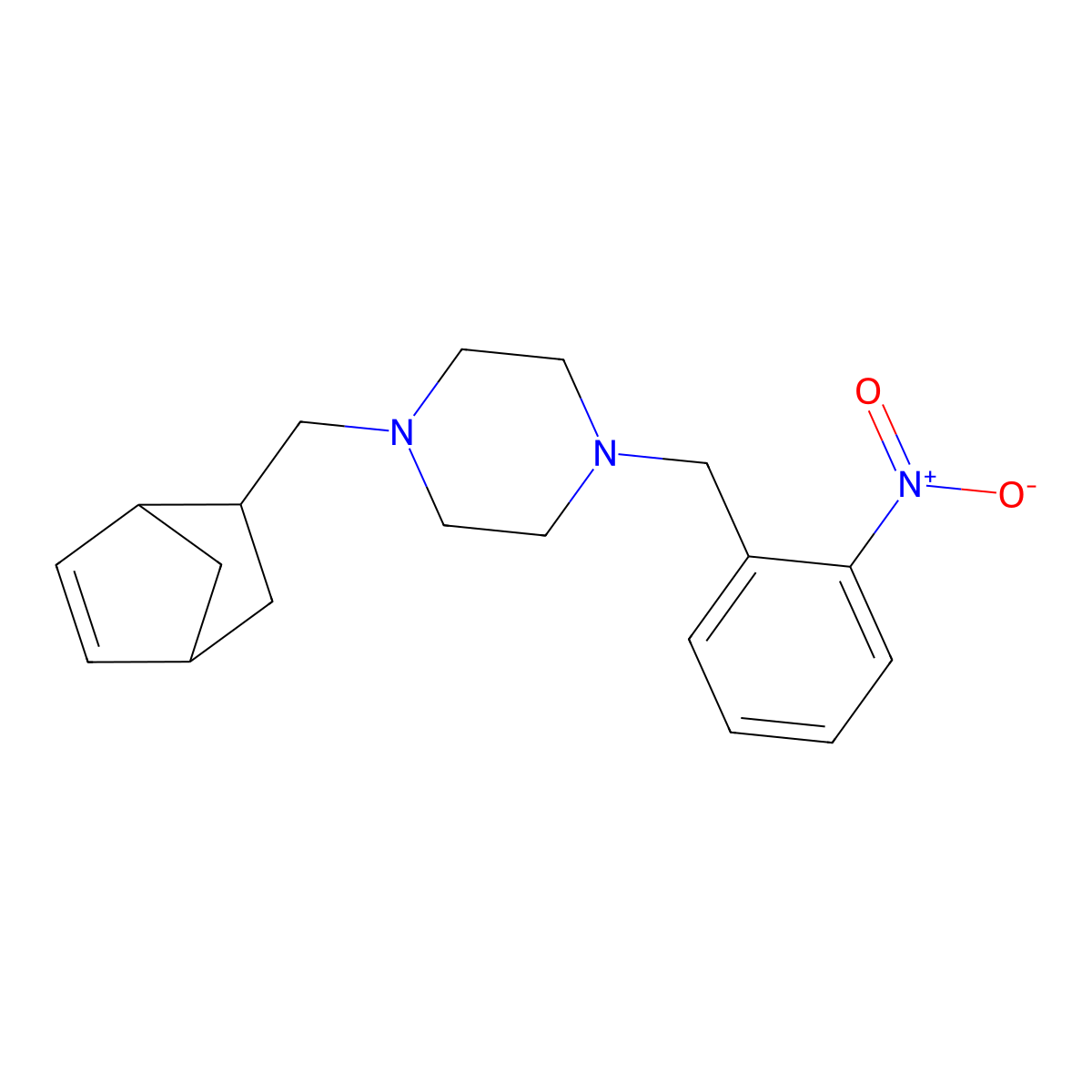 1-(Bicyclo[2.2.1]hept-5-en-2-ylmethyl)-4-(2-nitrobenzyl)piperazine molecular structure, CAS 473800-48-5