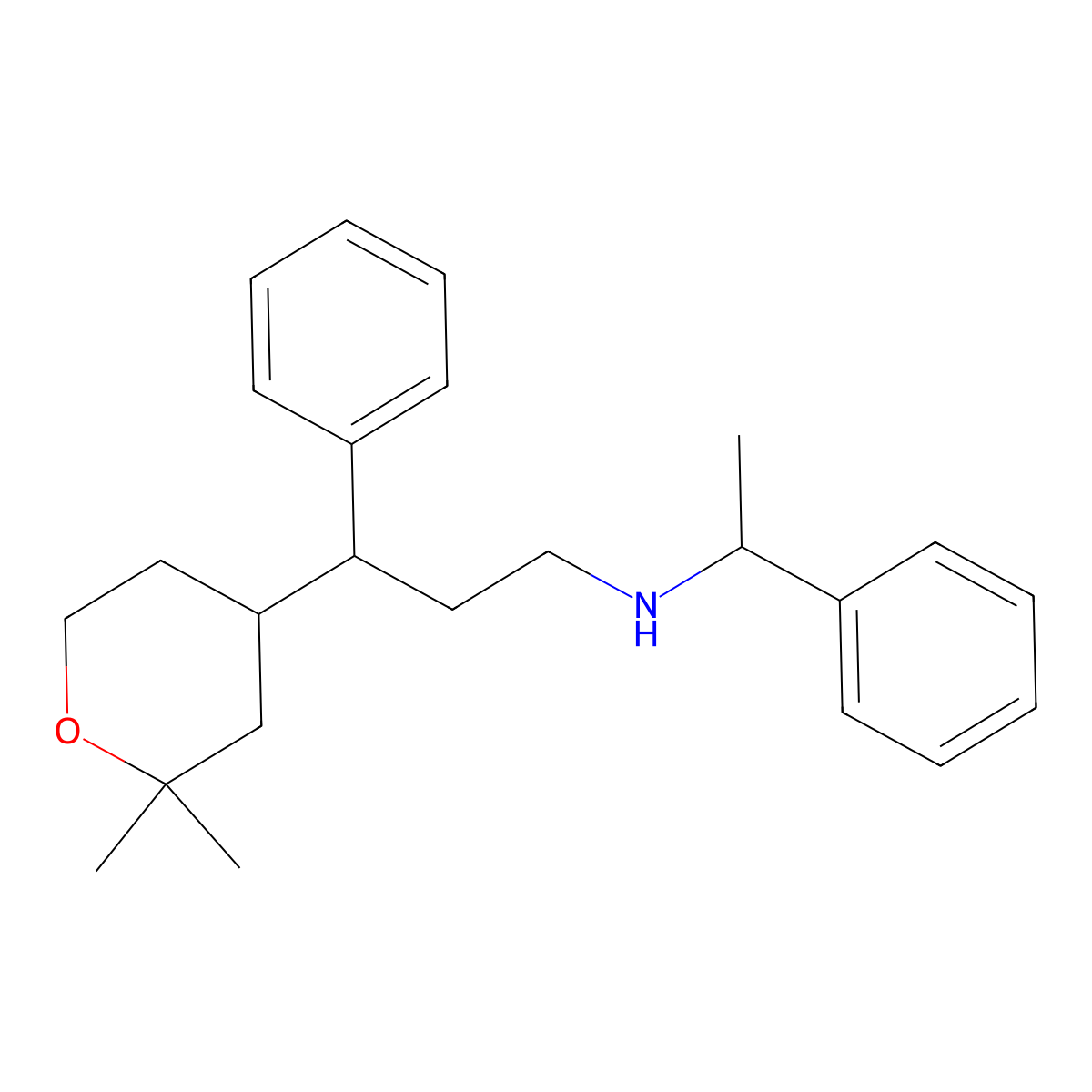 3-(2,2-dimethyloxan-4-yl)-3-phenyl-N-(1-phenylethyl)propan-1-amine molecular structure, CAS 473800-49-6
