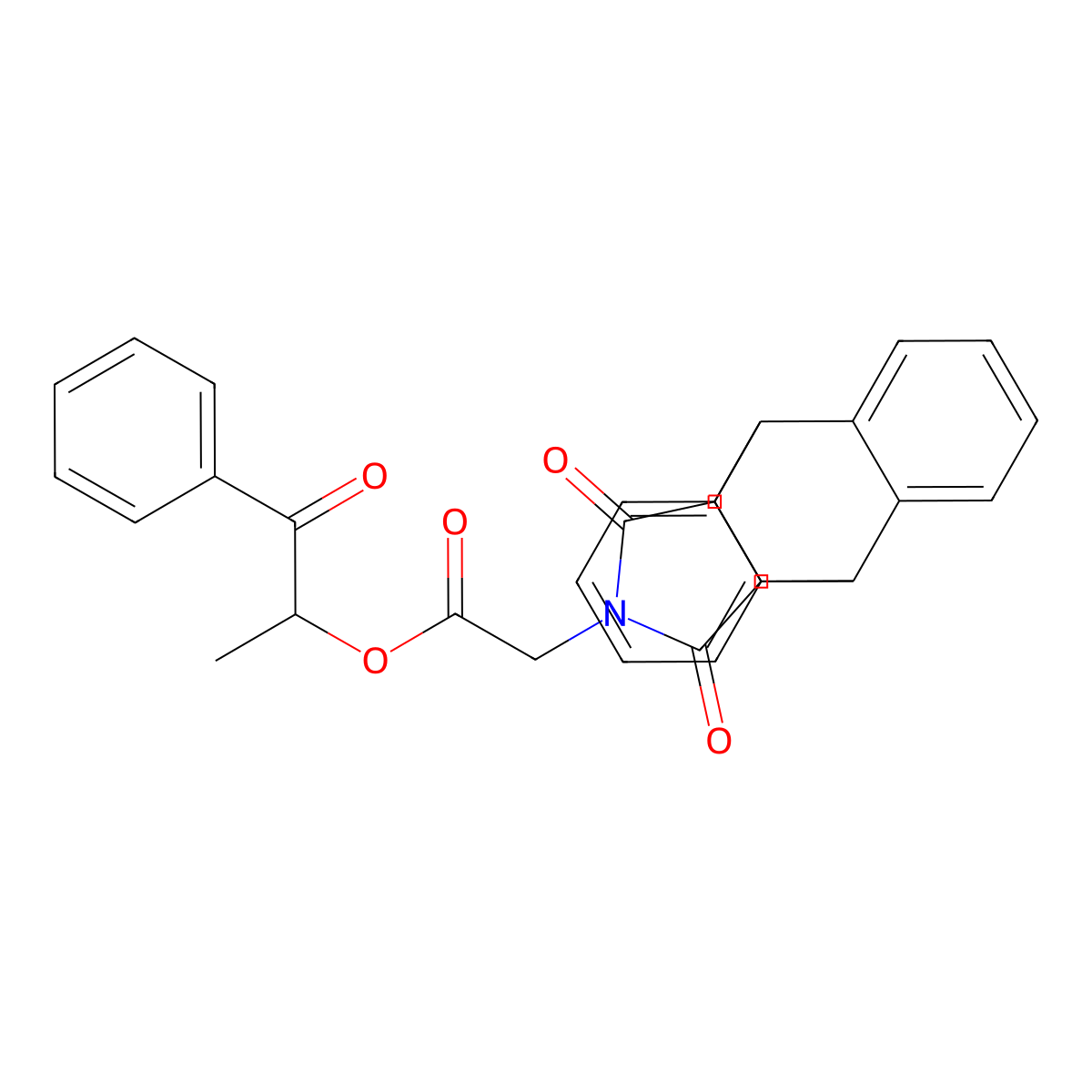 1-Oxo-1-phenylpropan-2-yl (16,18-dioxo-17-azapentacyclo[6.6.5.0~2,7~.0~9,14~.0~15,19~]nonadeca-2,4,6,9,11,13-hexaen-17-yl)acetate (non-preferred name) molecular structure, CAS 473800-66-7