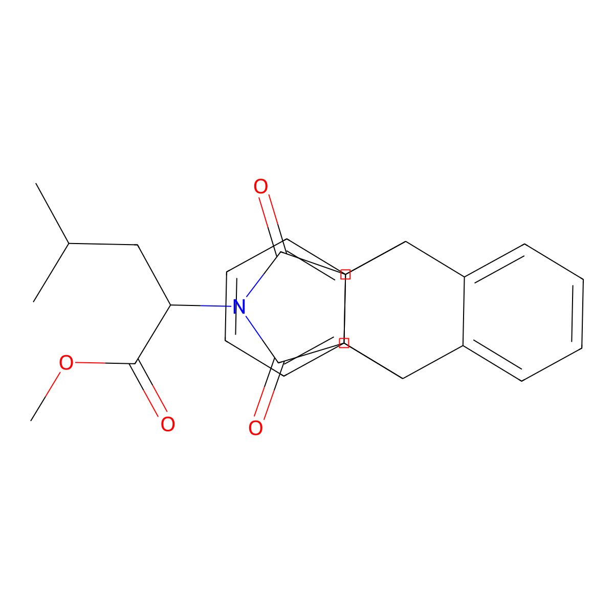 Methyl 2-(16,18-dioxo-17-azapentacyclo[6.6.5.0~2,7~.0~9,14~.0~15,19~]nonadeca-2,4,6,9,11,13-hexaen-17-yl)-4-methylpentanoate (non-preferred name) molecular structure, CAS 473800-69-0