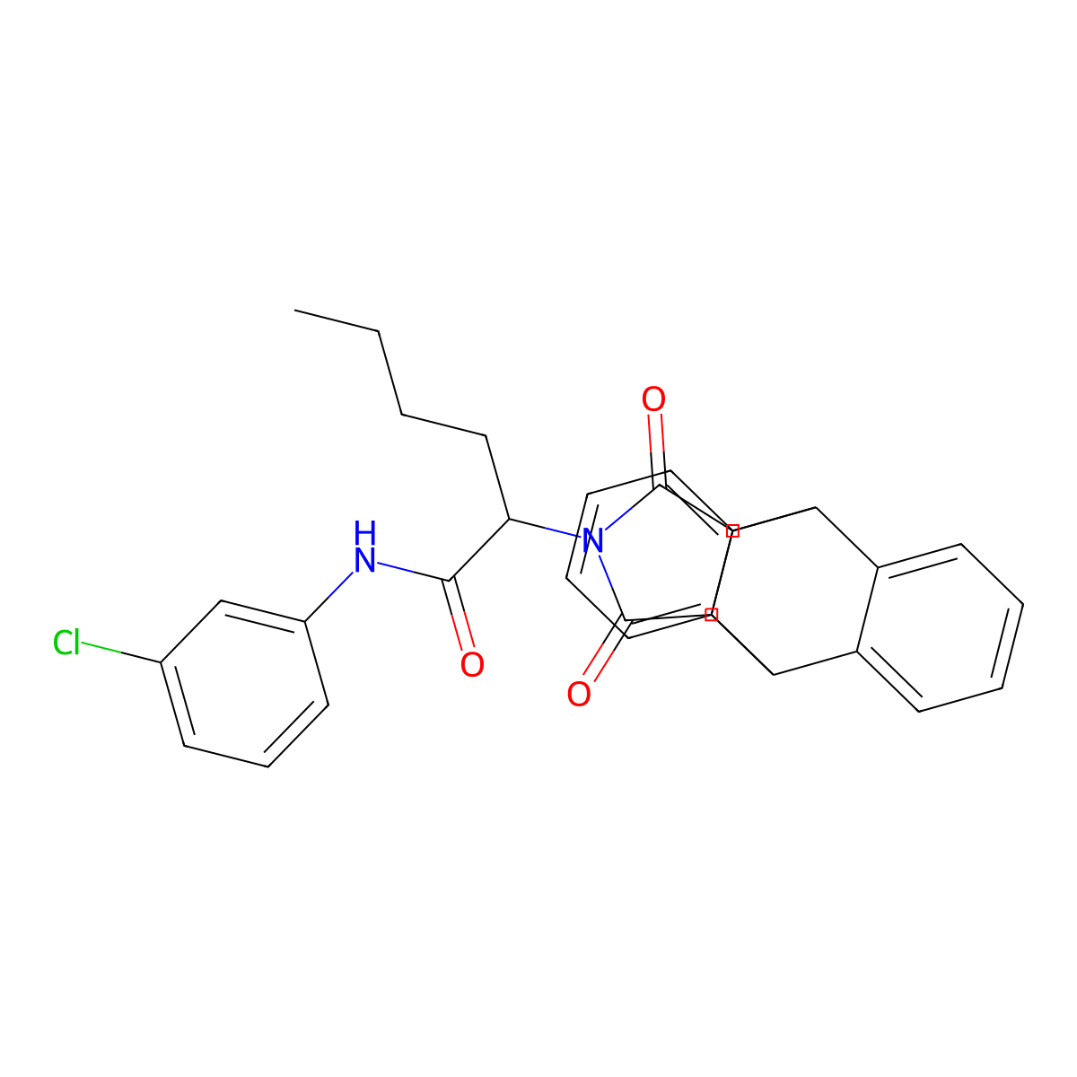 N-(3-chlorophenyl)-2-{16,18-dioxo-17-azapentacyclo[6.6.5.0^{2,7}.0^{9,14}.0^{15,19}]nonadeca-2(7),3,5,9(14),10,12-hexaen-17-yl}hexanamide molecular structure, CAS 473800-97-4