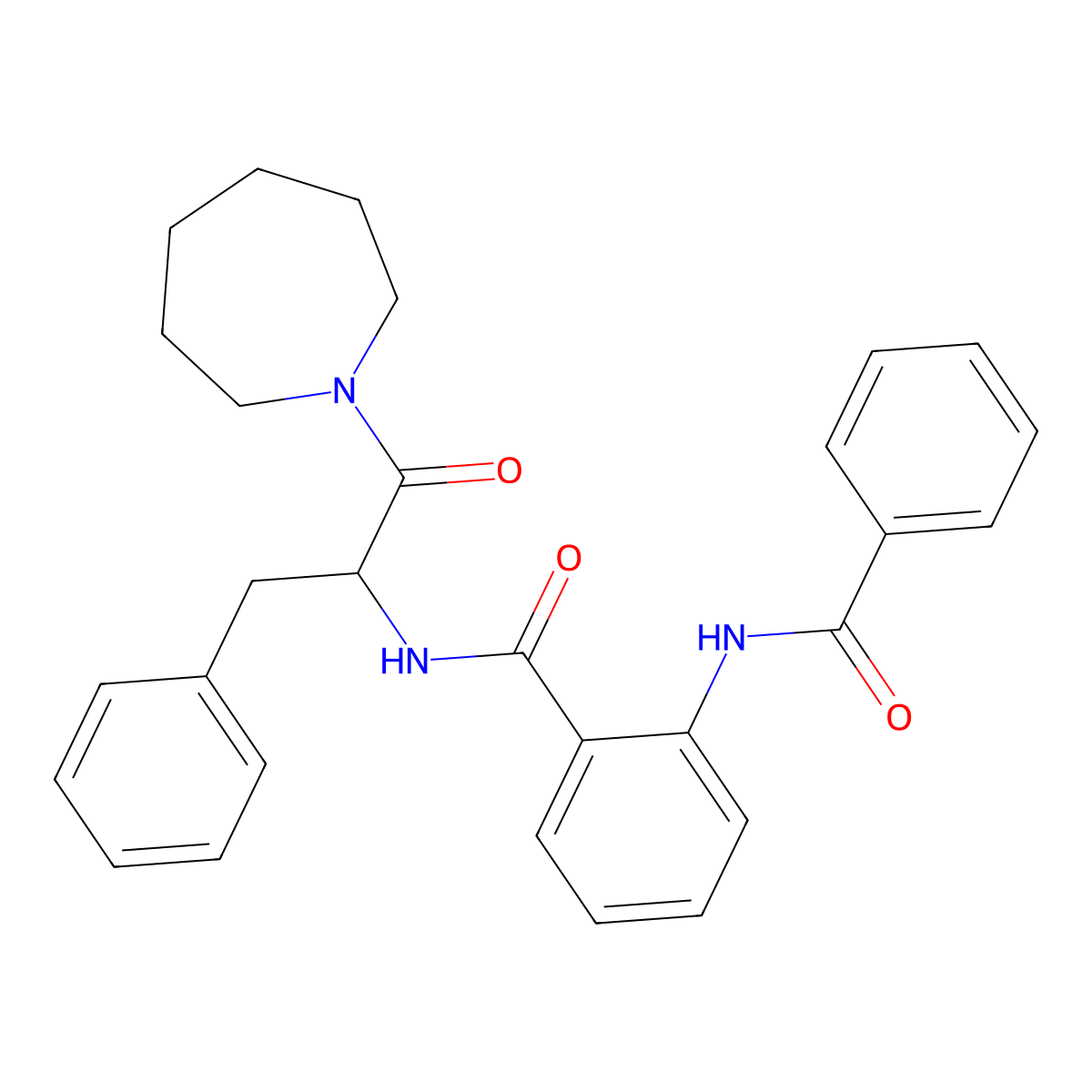 N-[1-(azepan-1-yl)-1-oxo-3-phenylpropan-2-yl]-2-benzamidobenzamide molecular structure, CAS 473801-26-2