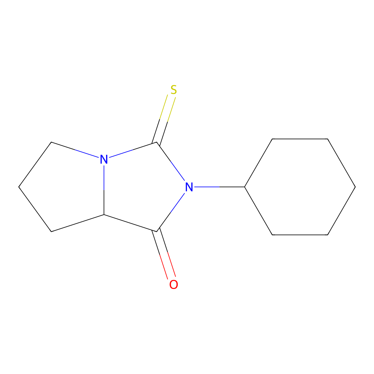 2-cyclohexyl-3-thioxohexahydro-1H-pyrrolo[1,2-c]imidazol-1-one molecular structure, CAS 473801-32-0