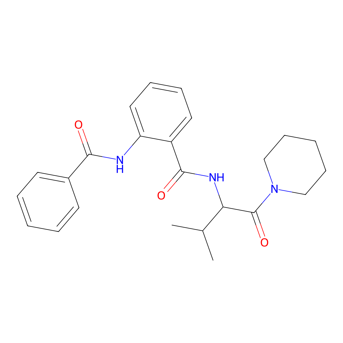 2-benzamido-N-(3-methyl-1-oxo-1-piperidin-1-ylbutan-2-yl)benzamide molecular structure, CAS 473801-44-4