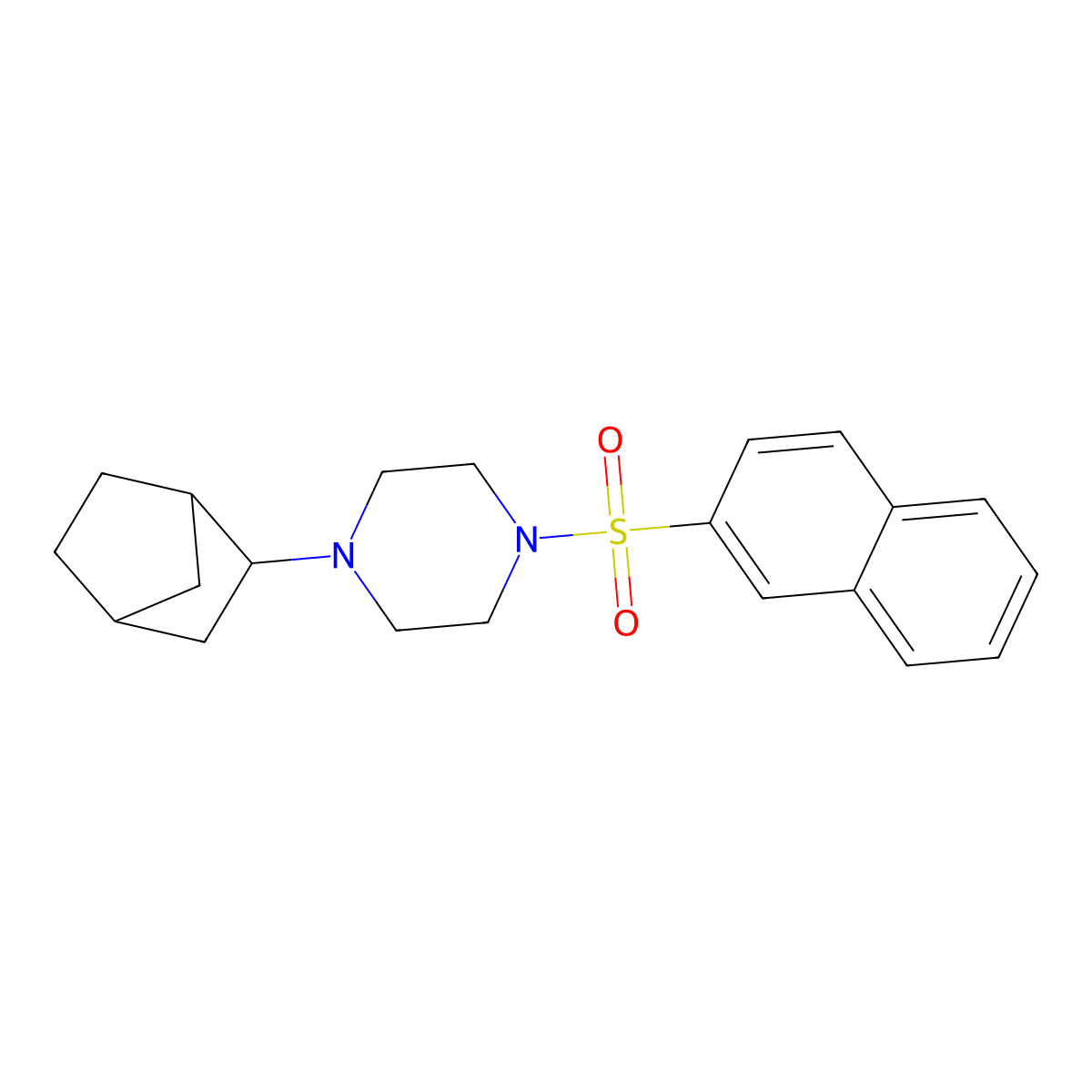 1-(3-Bicyclo[2.2.1]heptanyl)-4-naphthalen-2-ylsulfonylpiperazine molecular structure, CAS 473801-81-9
