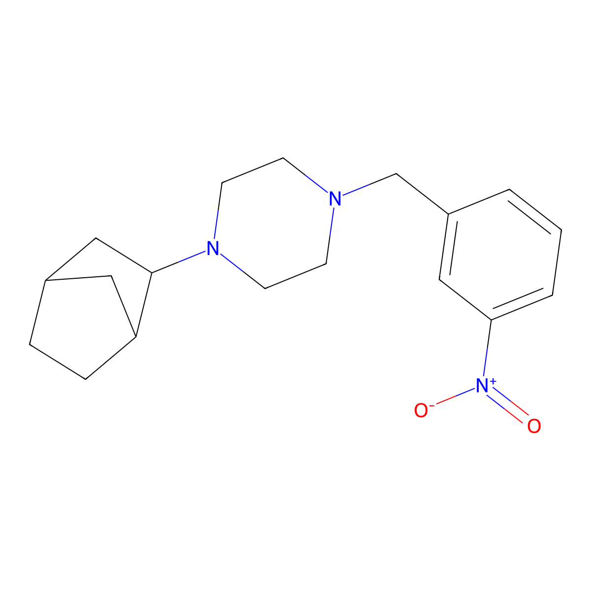 1-(Bicyclo[2.2.1]hept-2-yl)-4-(3-nitrobenzyl)piperazine molecular structure, CAS 473802-04-9