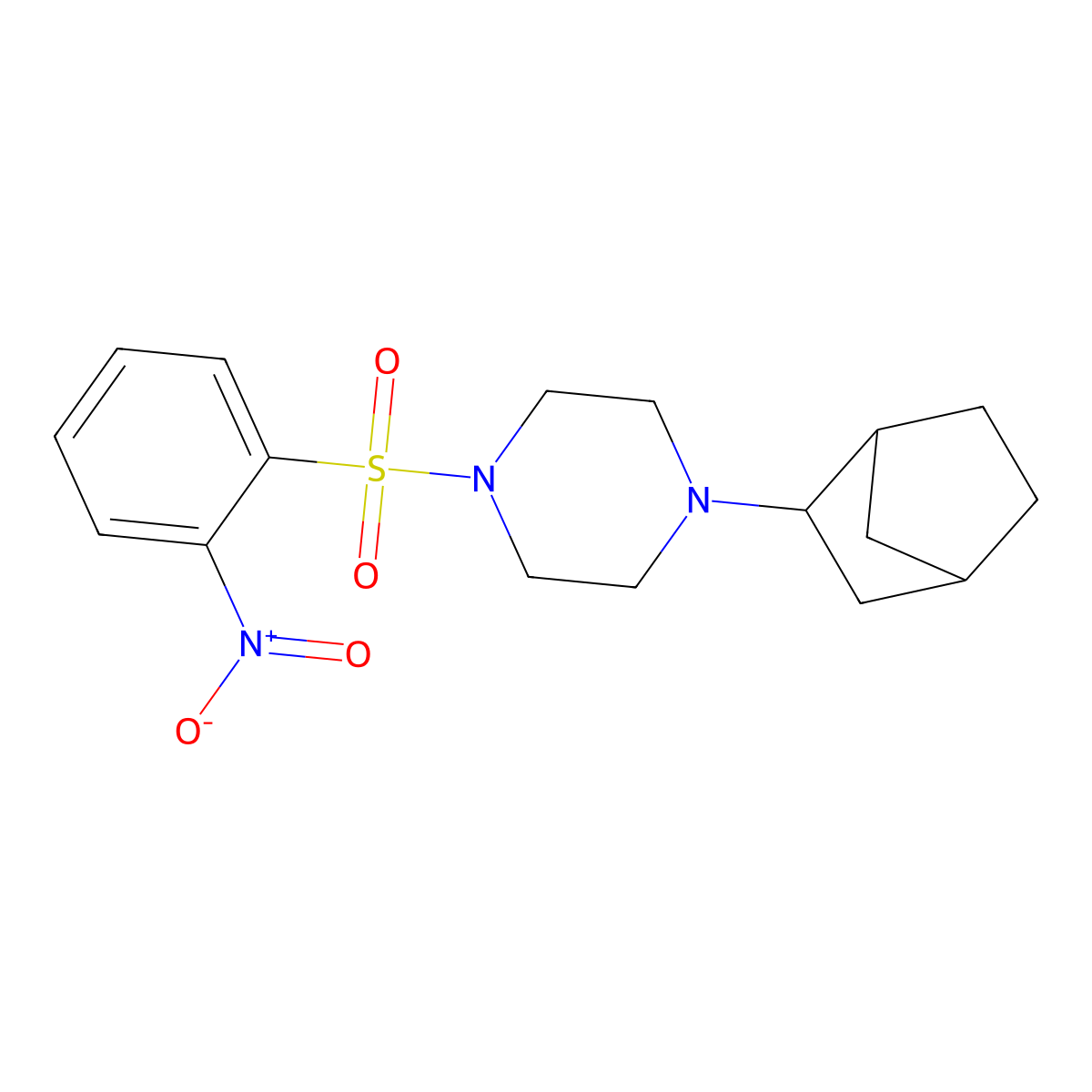 1-(3-Bicyclo[2.2.1]heptanyl)-4-(2-nitrophenyl)sulfonylpiperazine molecular structure, CAS 473802-50-5
