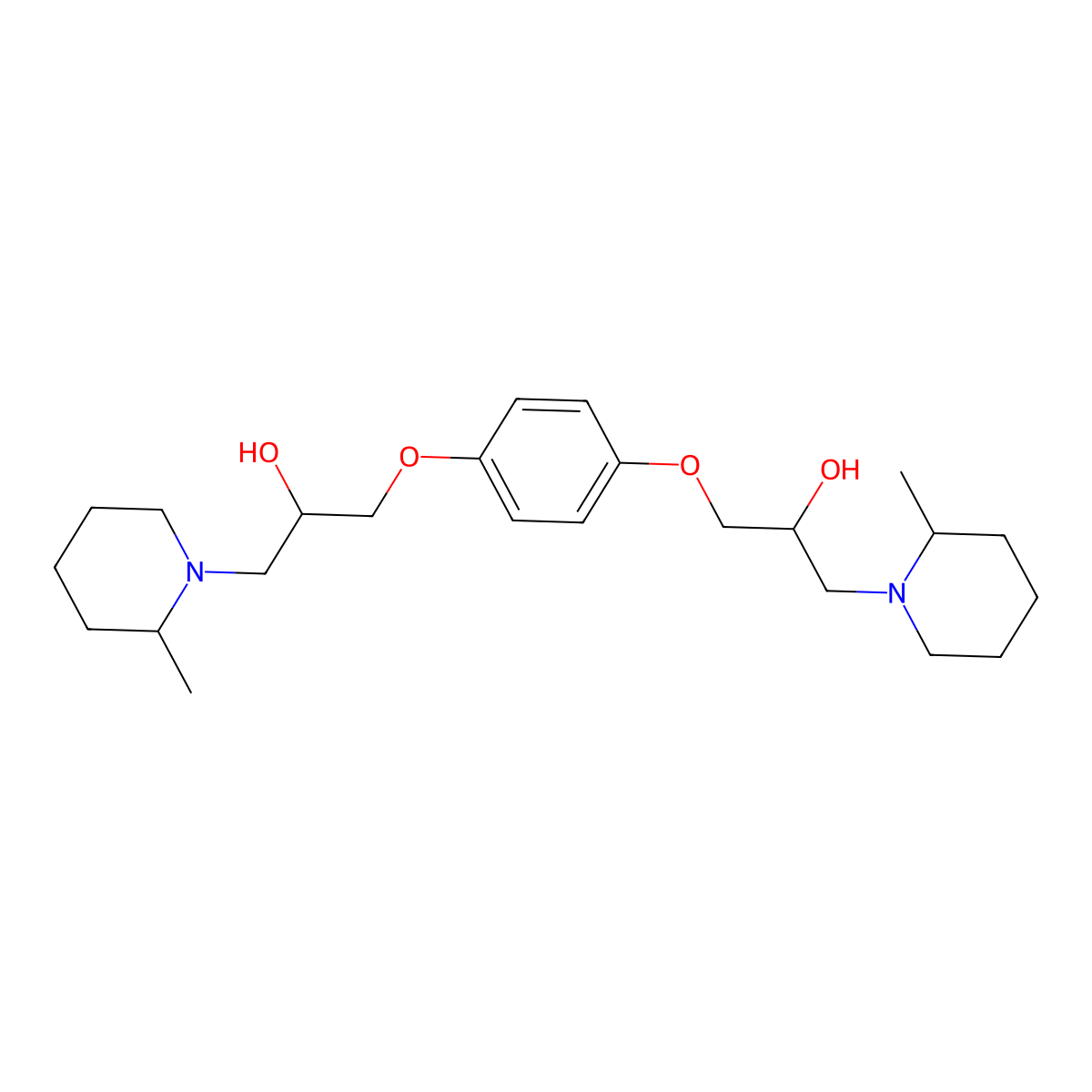 1-[4-[2-Hydroxy-3-(2-methylpiperidin-1-yl)propoxy]phenoxy]-3-(2-methylpiperidin-1-yl)propan-2-ol molecular structure, CAS 473802-86-7