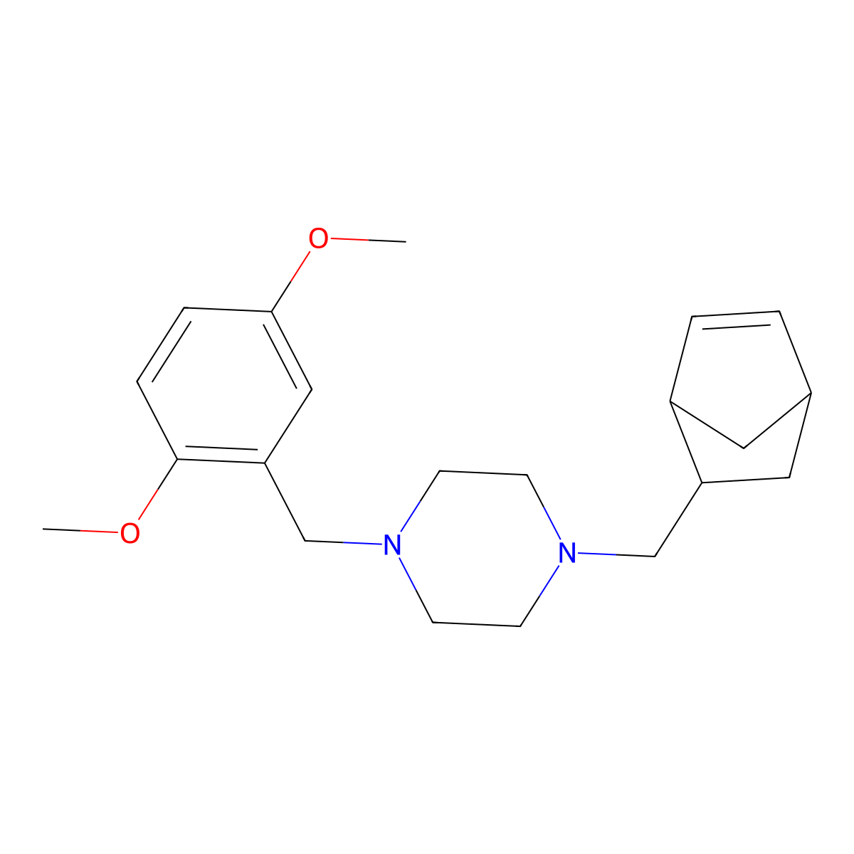 1-(5-Bicyclo[2.2.1]hept-2-enylmethyl)-4-[(2,5-dimethoxyphenyl)methyl]piperazine molecular structure, CAS 473802-88-9