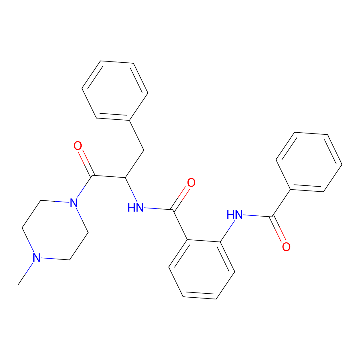 2-benzamido-N-[1-(4-methylpiperazin-1-yl)-1-oxo-3-phenylpropan-2-yl]benzamide molecular structure, CAS 473803-05-3