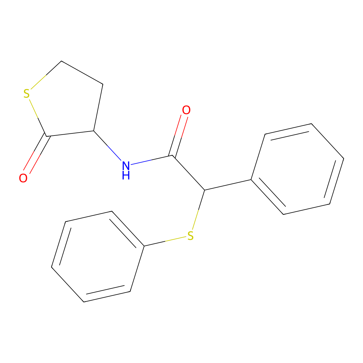 N-(2-oxothiolan-3-yl)-2-phenyl-2-phenylsulfanylacetamide molecular structure, CAS 473803-36-0