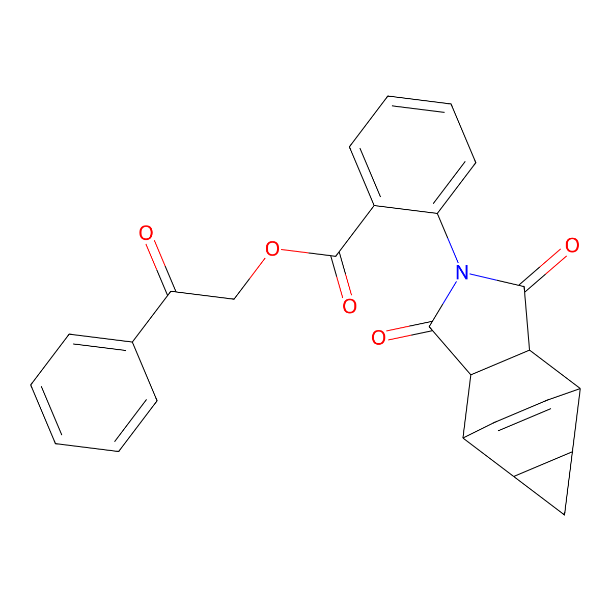 2-oxo-2-phenylethyl 2-(1,3-dioxooctahydro-4,6-ethenocyclopropa[f]isoindol-2(1H)-yl)benzoate molecular structure, CAS 473803-72-4