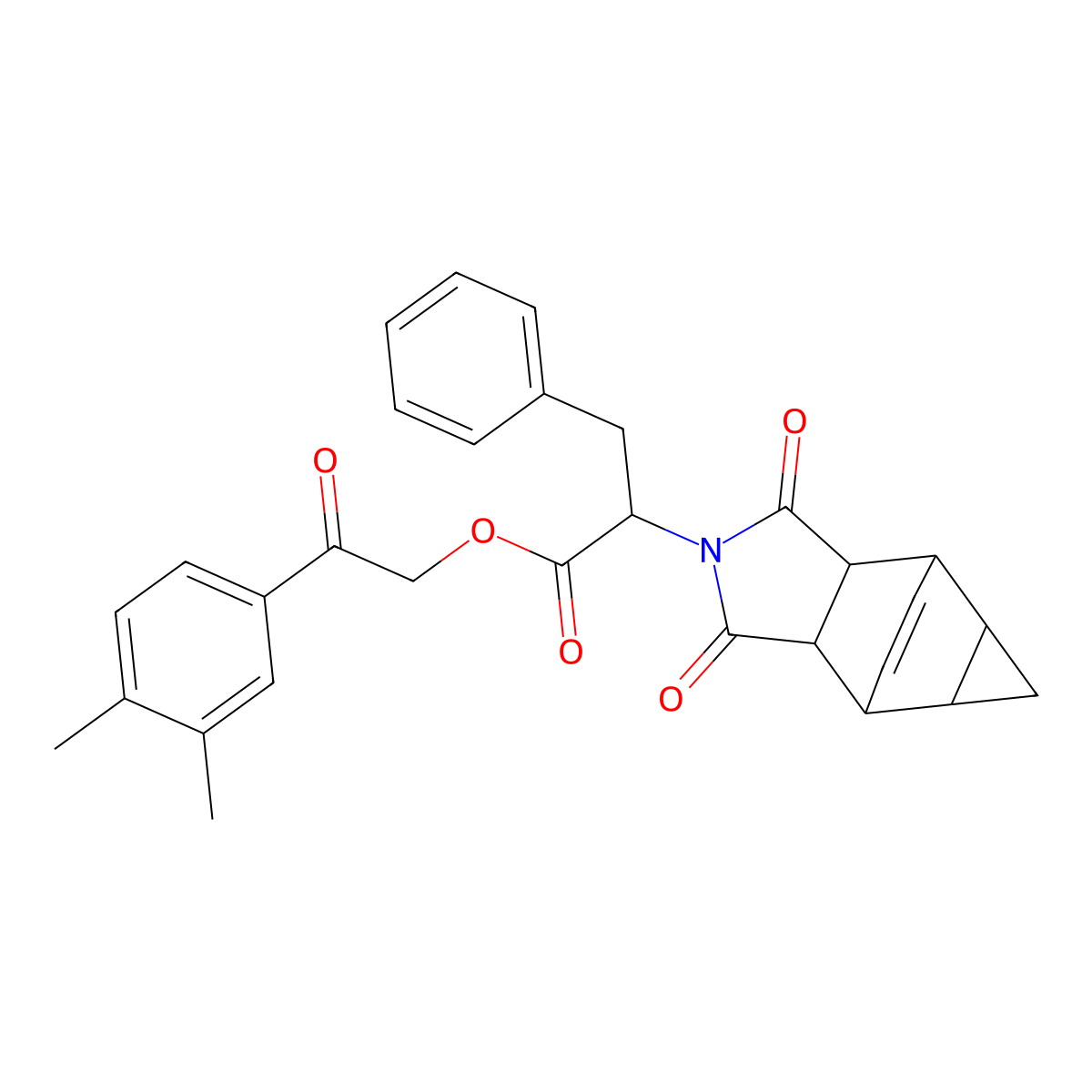 2-(3,4-dimethylphenyl)-2-oxoethyl 2-(1,3-dioxooctahydro-4,6-ethenocyclopropa[f]isoindol-2(1H)-yl)-3-phenylpropanoate molecular structure, CAS 473803-74-6