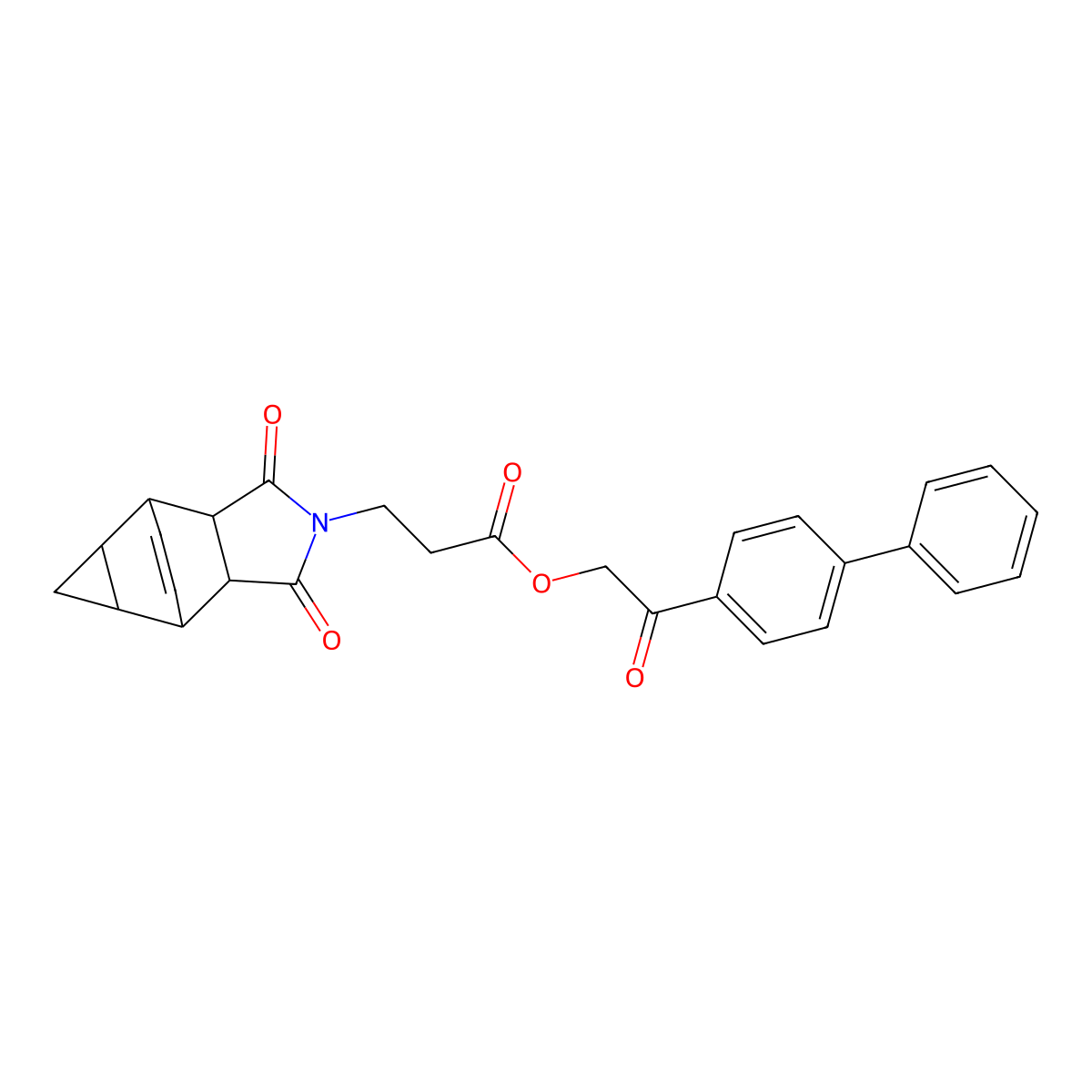 2-(biphenyl-4-yl)-2-oxoethyl 3-(1,3-dioxooctahydro-4,6-ethenocyclopropa[f]isoindol-2(1H)-yl)propanoate molecular structure, CAS 473803-83-7