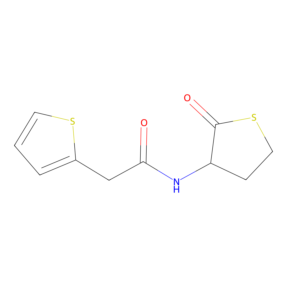 N-(2-oxotetrahydrothiophen-3-yl)-2-(thiophen-2-yl)acetamide molecular structure, CAS 473804-11-4