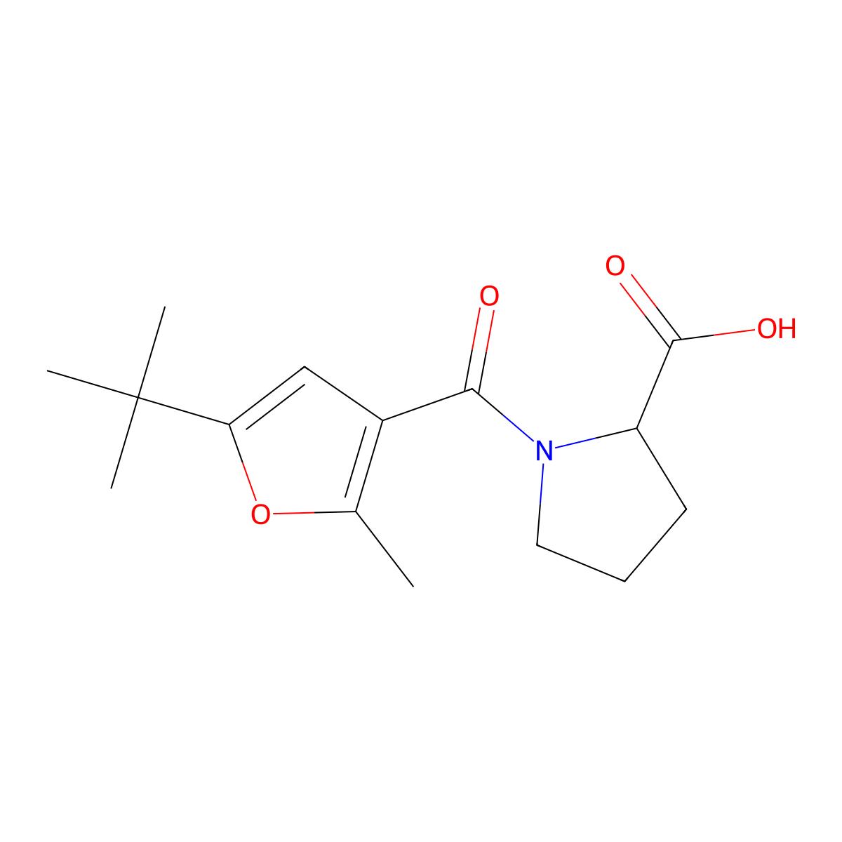 1-(5-tert-Butyl-2-methyl-furan-3-carbonyl)-pyrrolidine-2-carboxylic acid molecular structure, CAS 473804-15-8