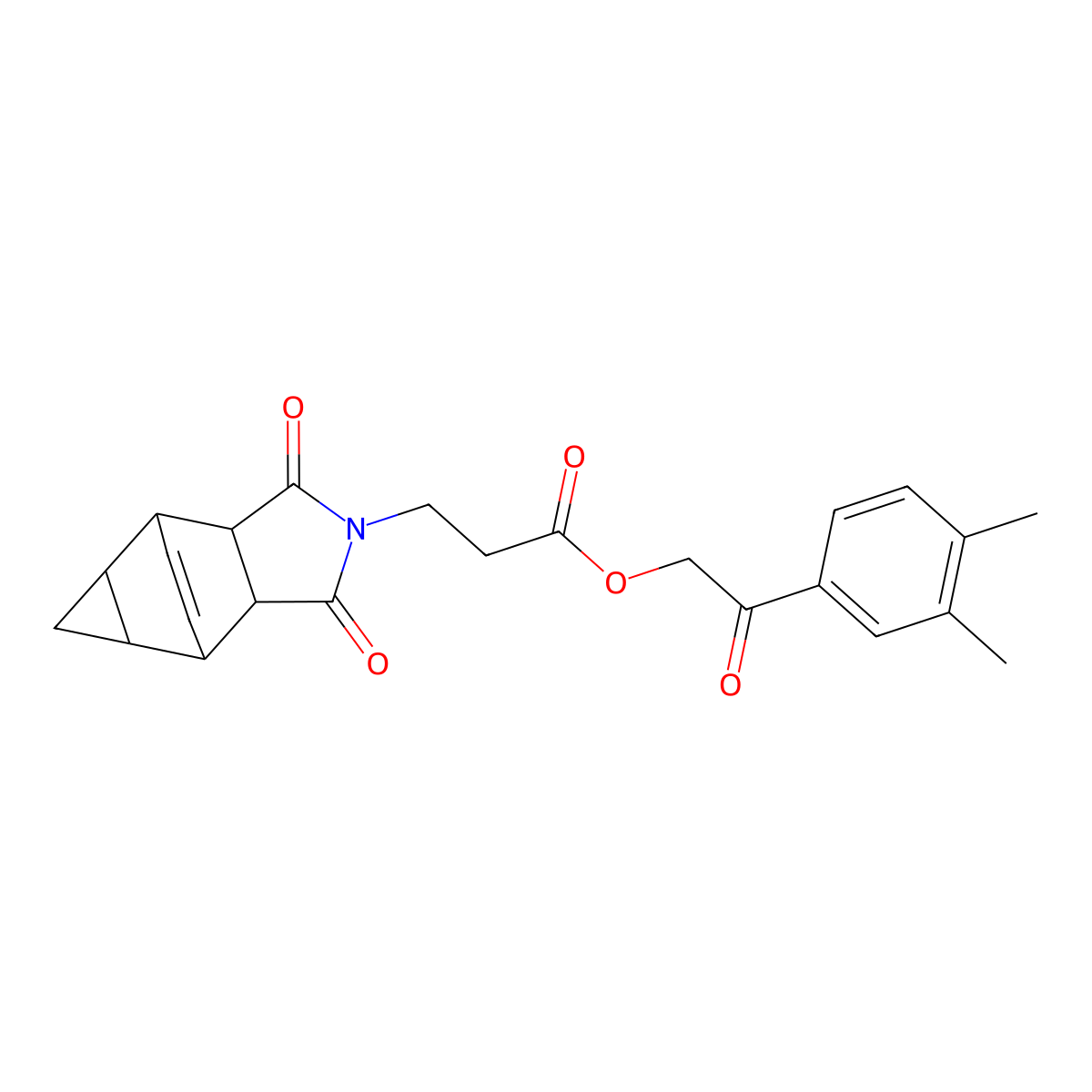 2-(3,4-dimethylphenyl)-2-oxoethyl 3-(1,3-dioxooctahydro-4,6-ethenocyclopropa[f]isoindol-2(1H)-yl)propanoate molecular structure, CAS 473804-18-1