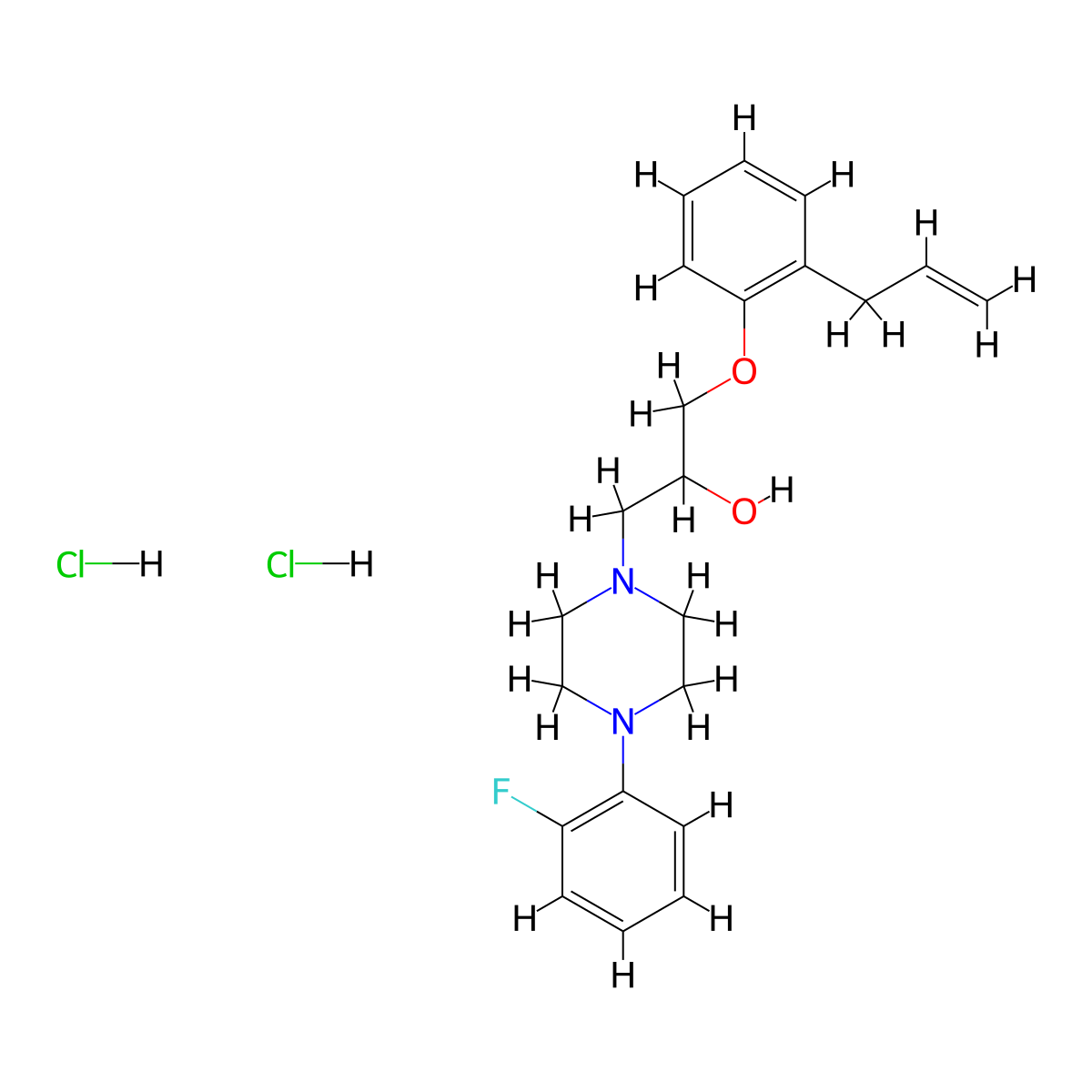 1-(2-Allylphenoxy)-3-(4-(2-fluorophenyl)piperazin-1-yl)propan-2-ol dihydrochloride molecular structure, CAS 473804-23-8