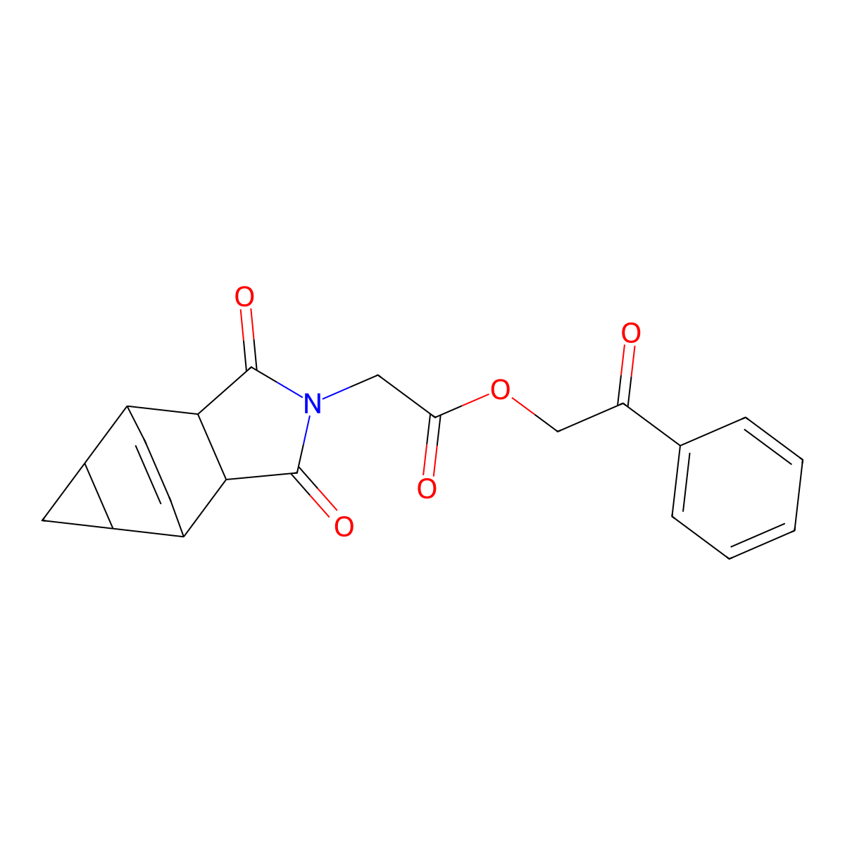 2-oxo-2-phenylethyl (1,3-dioxooctahydro-4,6-ethenocyclopropa[f]isoindol-2(1H)-yl)acetate molecular structure, CAS 473804-26-1