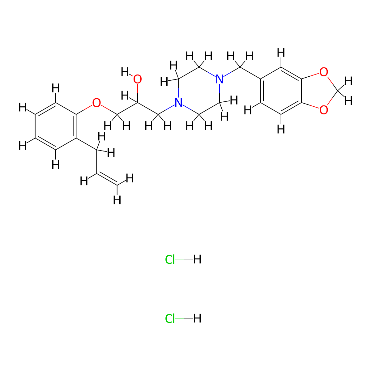 1-(2-Allylphenoxy)-3-(4-(benzo[d][1,3]dioxol-5-ylmethyl)piperazin-1-yl)propan-2-ol dihydrochloride molecular structure, CAS 473804-31-8